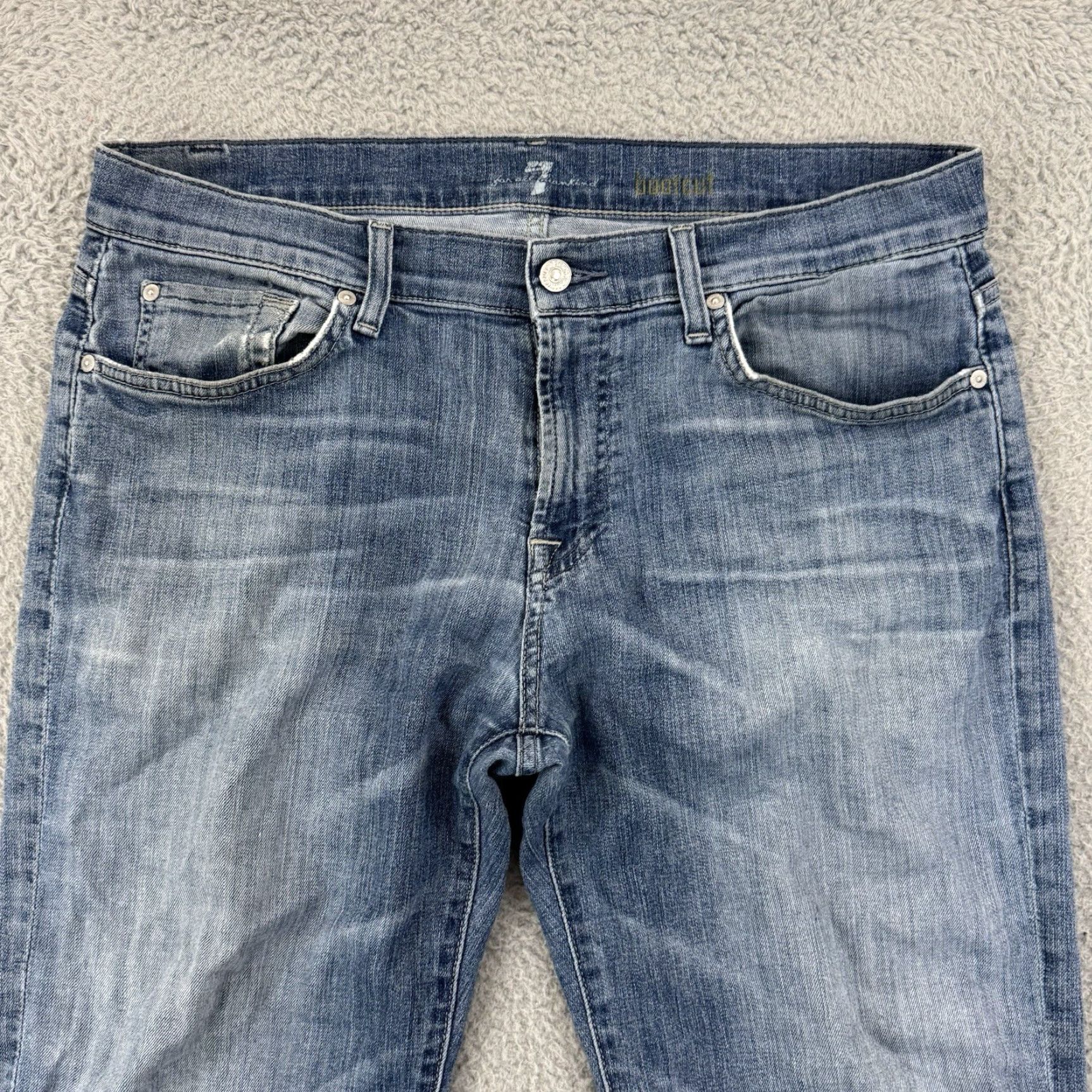 7 For All Mankind 7 For All Mankind Bootcut Jeans Mens 34x31 Blue Light Wash Denim Stretch Regular Slim Fit Pockets Logo USA City 7 For All Mankind Austyn Mens Jeans Size US 34 / EU 50 - 3 Thumbnail