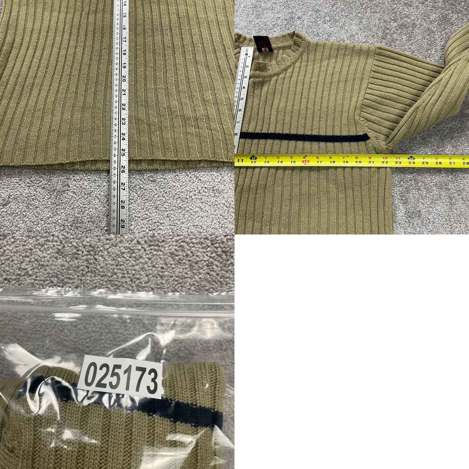 Vintage Ferruche Men’s Knit Pullover Sweater L Green Crew Neck Regular Fit - Solid Acrylic Casual Knit Sweatshirt - Mens Size US L / EU 52-54 / 3 - 8 Thumbnail