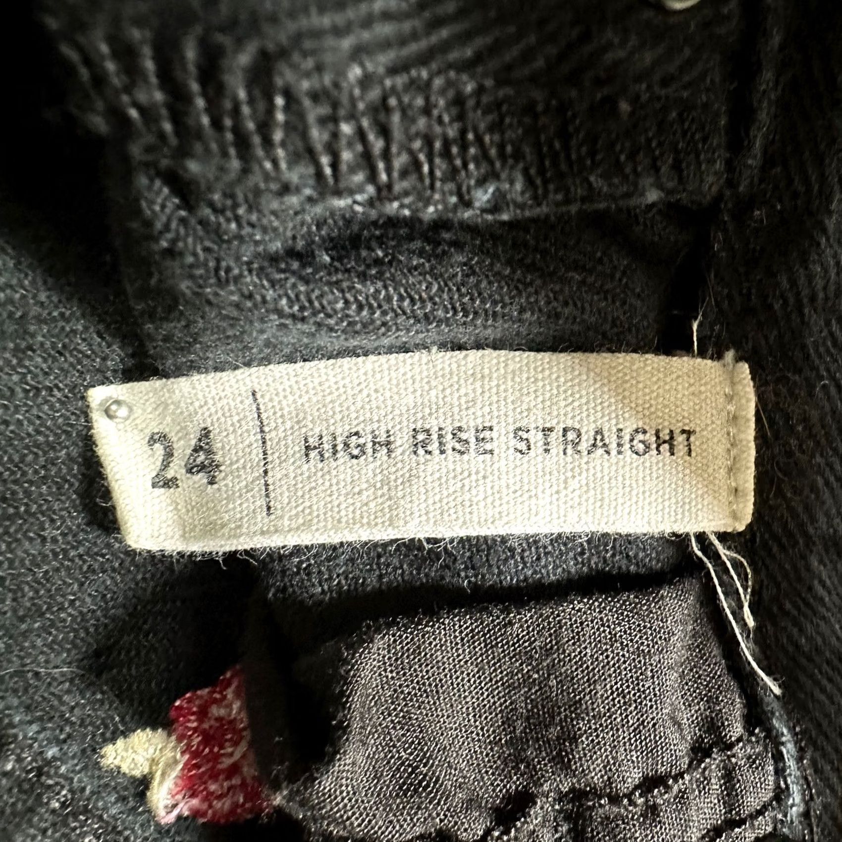 Pacsun PacSun Jeans Women 24 Black High Rise Straight Flower Embroidered Button Fly EUC Size 42" / US 20 - 4 Thumbnail