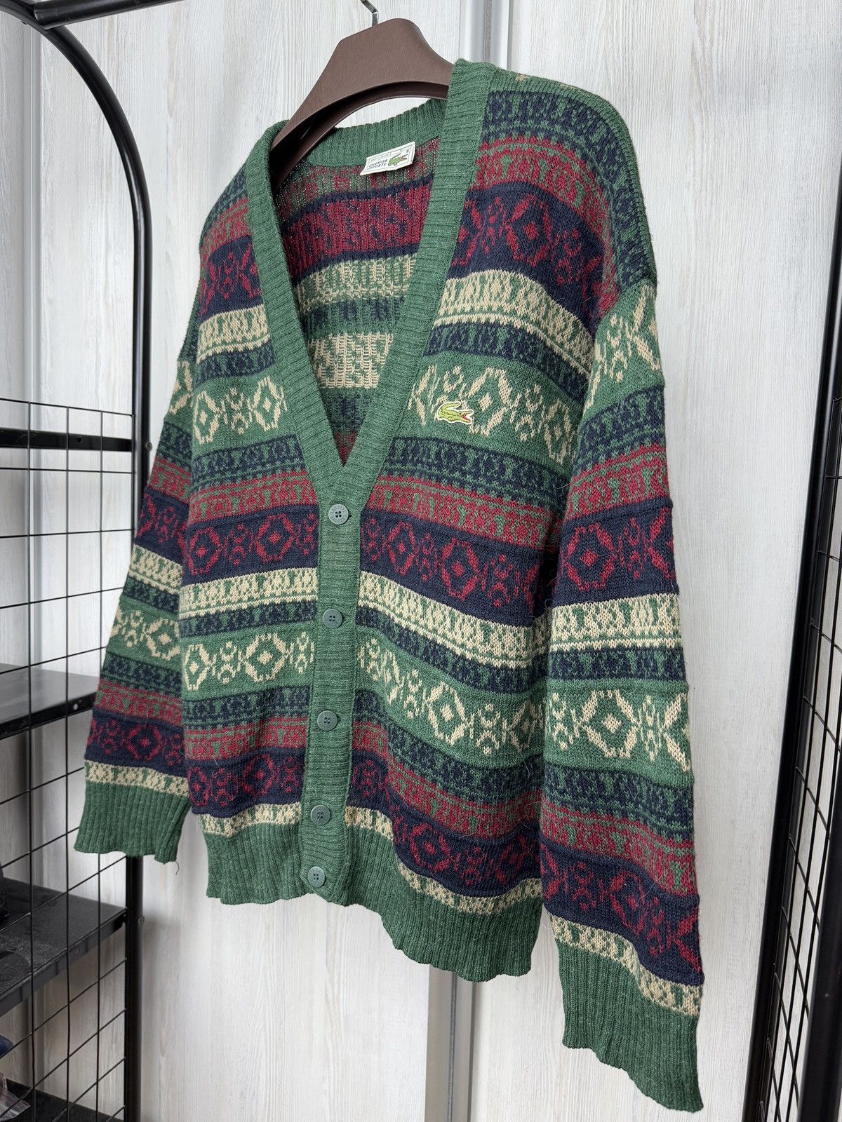 Lacoste Vintage CHEMISE LACOSTE FRANCE Fair Isle Knitted Cardigan 5 Size US L / EU 52-54 / 3 - 5 Thumbnail