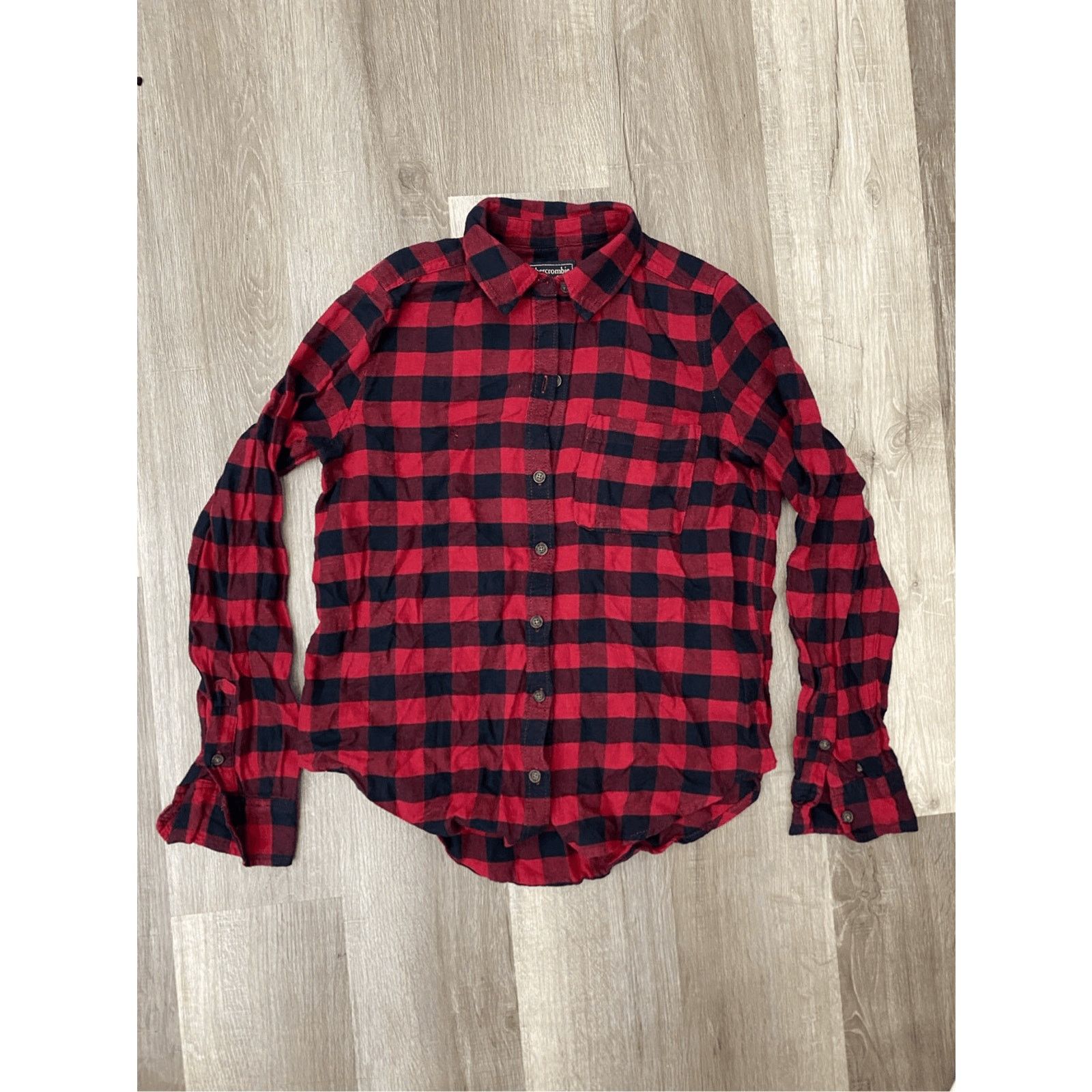 Abercrombie & Fitch Abercrombie & Fitch Red Black Button-Up Flannel Blouse, XS Size XS / US 0-2 / IT 36-38 - 1 Thumbnail