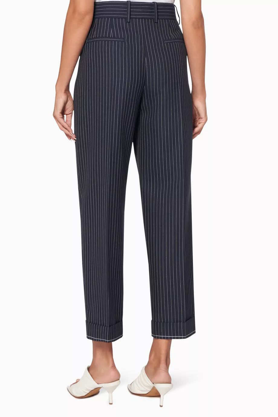 Chloe o1y0825 Pinstriped Casual Pant in Midnight Blue Size 26" / US 2 / IT 38 - 3 Thumbnail