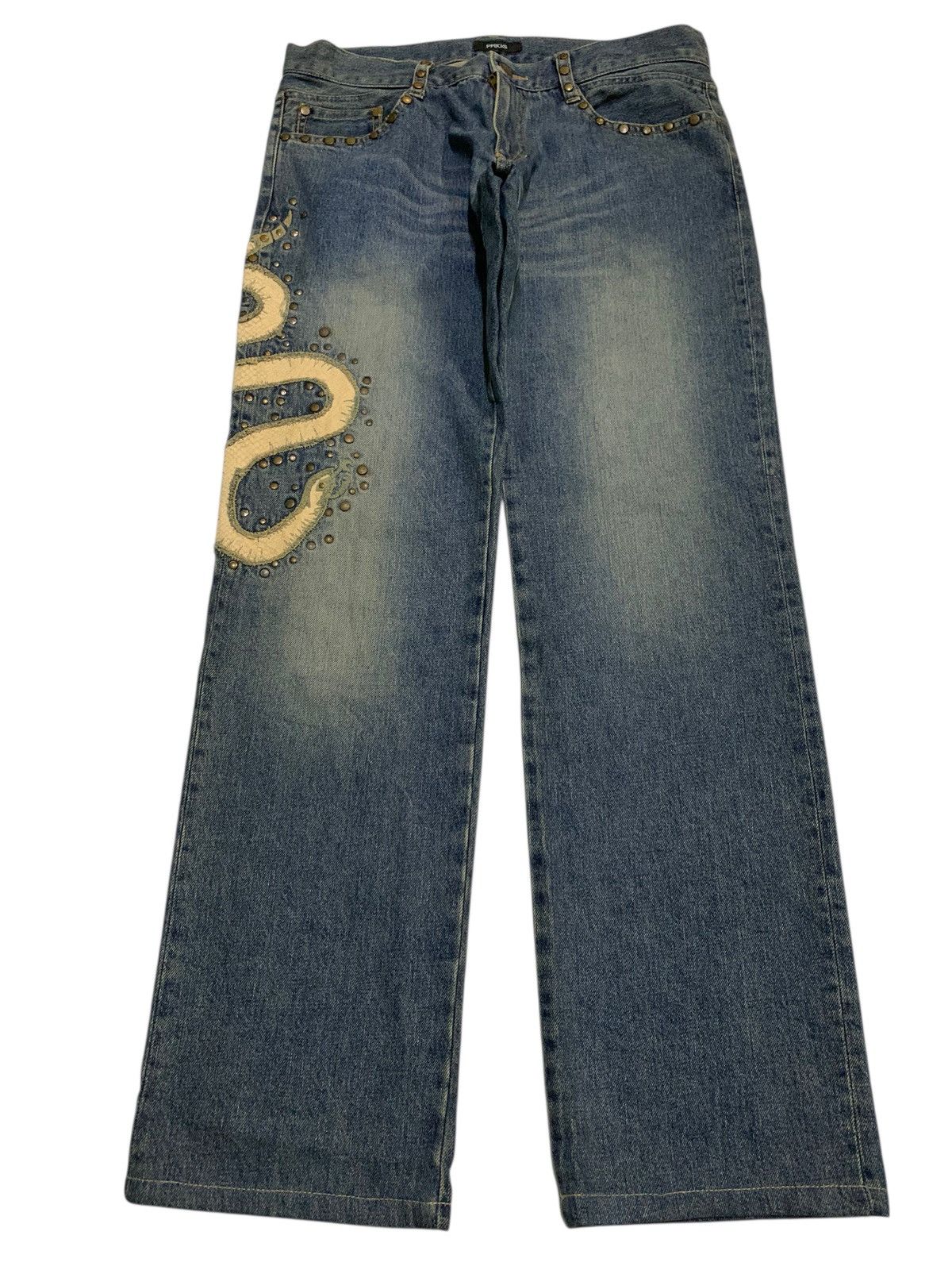 14th Addiction PRIGS SNAKE STUDDED PUNK JAPANESE DISTRESSED DENIM Size US 32 / EU 48 - 5 Thumbnail