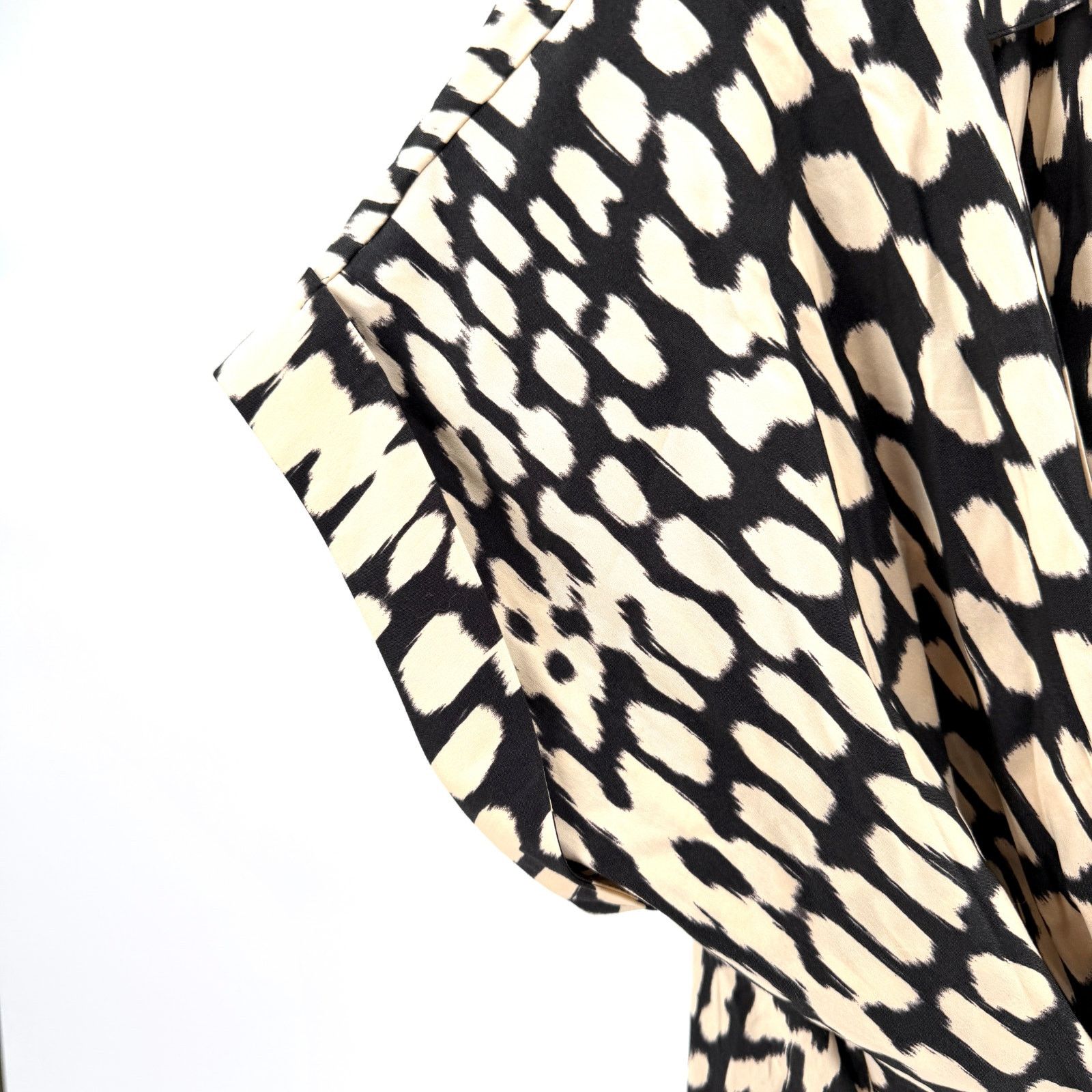 Chicos Black Label Black Khaki Ikat Print Tie Front Midi Dress Size L / US 10 / IT 46 - 4 Thumbnail