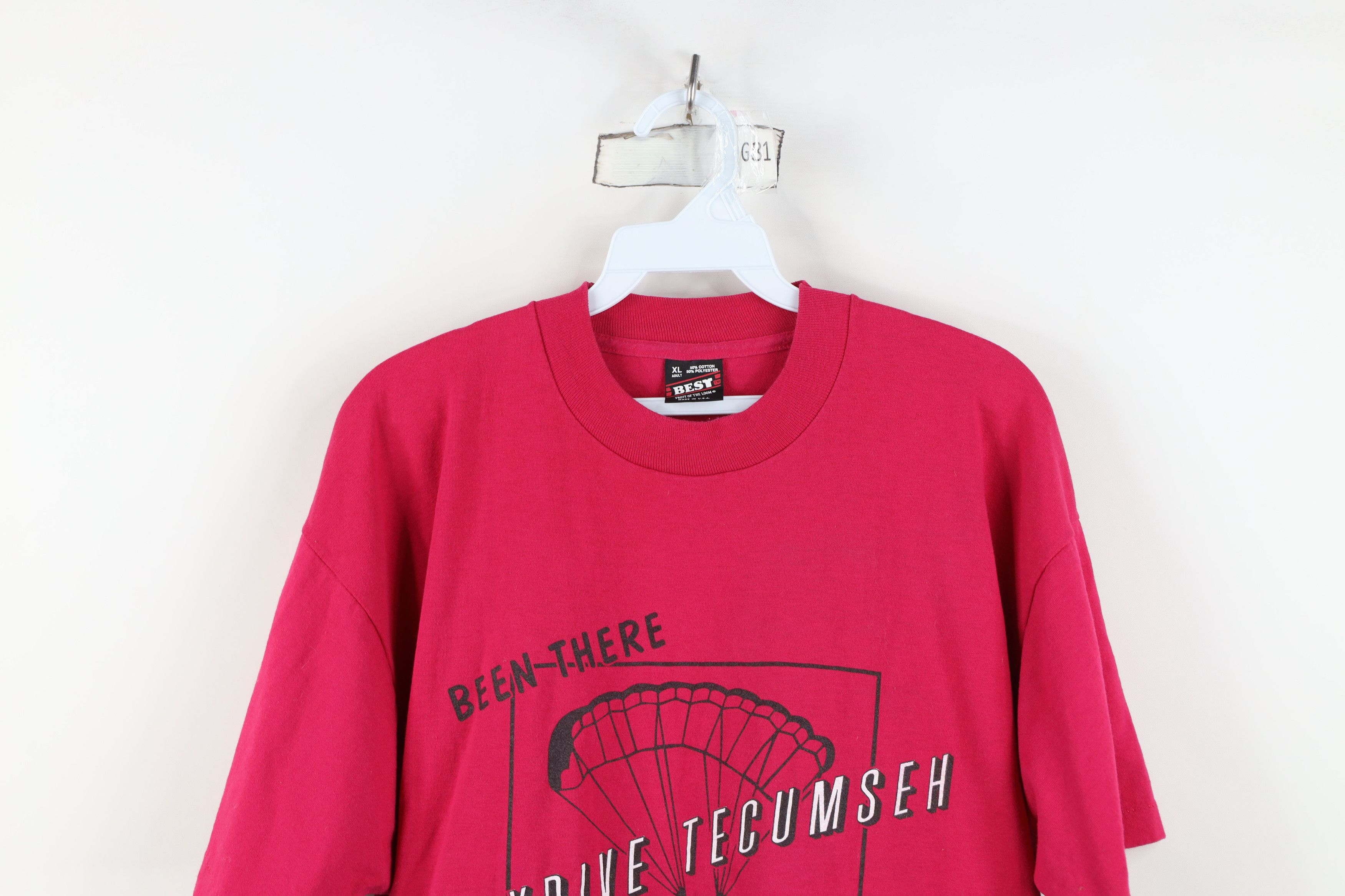 Vintage Vintage 90s Skydive Skydiving Short Sleeve T-Shirt Pink USA Size US XL / EU 56 / 4 - 2 Thumbnail