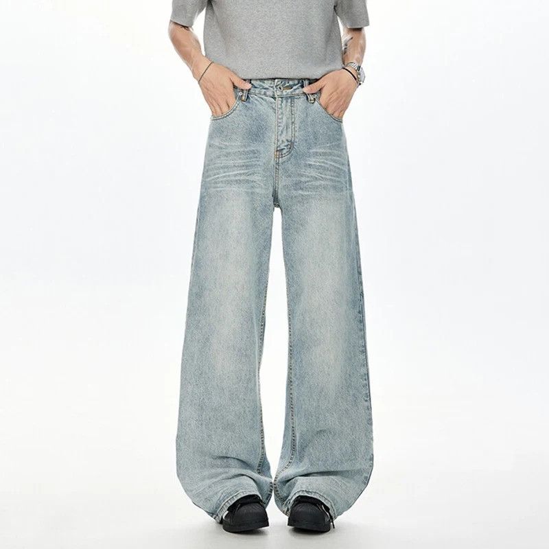 Japanese Brand Wide Leg Trousers light blue Straight Jeans Size US 32 / EU 48 - 1 Thumbnail