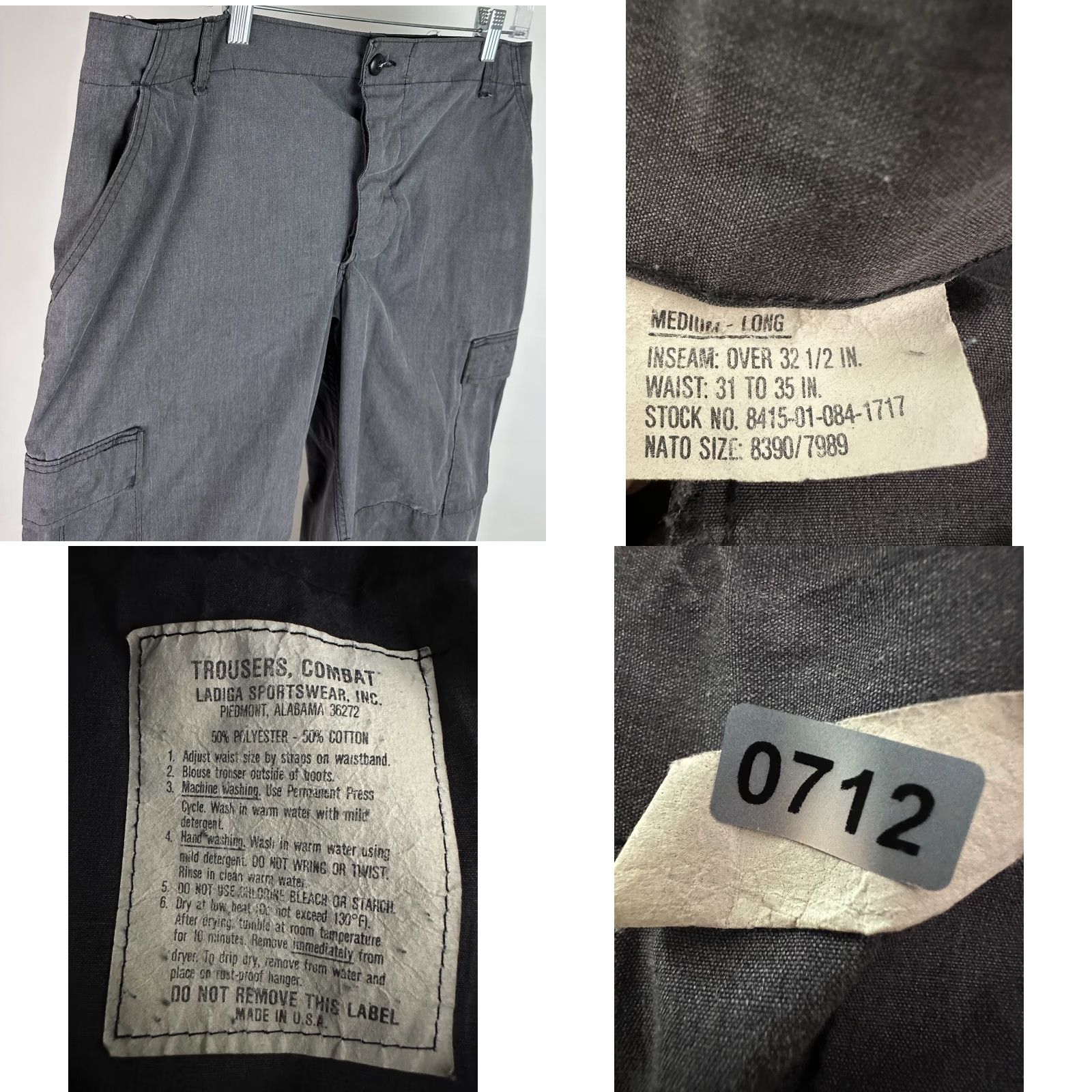 Vintage VINTAGE Army Cargo Pants 34x32 ACTUAL SLIM FIT Black 80s 90s Casual Mens Pants Size US 34 / EU 50 - 10 Thumbnail