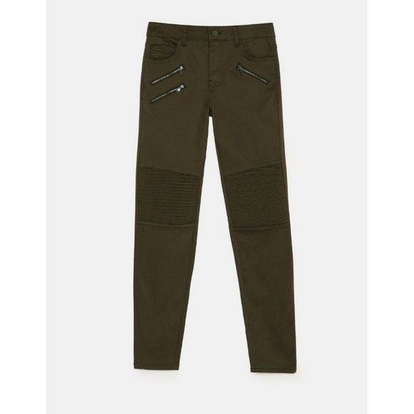 Zara Zara Military Green Topstitching & Zippered Details Skinny Size 27" / US 4 / IT 40 - 3 Thumbnail
