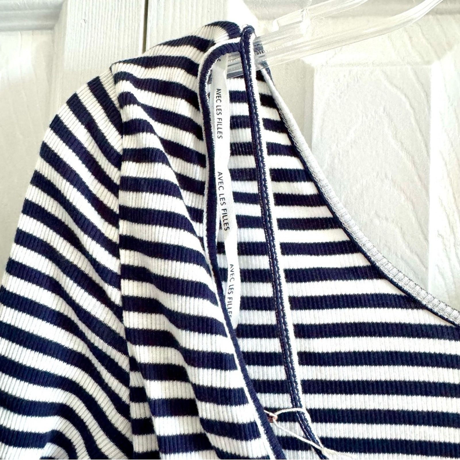 Avec Ces Freres NWT! Avec Les Filles Bodysuit, White/Navy Stripes, Size S Size S / US 4 / IT 40 - 8 Thumbnail