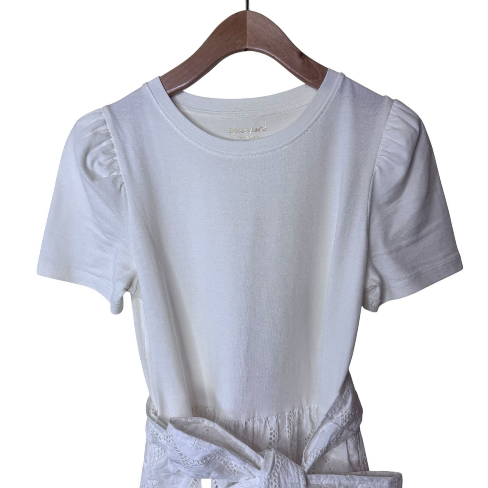 Kate Spade KATE SPADE Crewneck Puff Short Sleeve Belted Eyelet Dress Size XS / US 0-2 / IT 36-38 - 7 Thumbnail