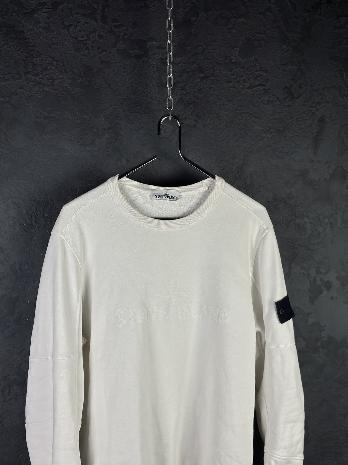 Stone Island Stone Island White Sweatshirt Crewneck Big Logo Mens Size US M / EU 48-50 / 2 - 4 Thumbnail