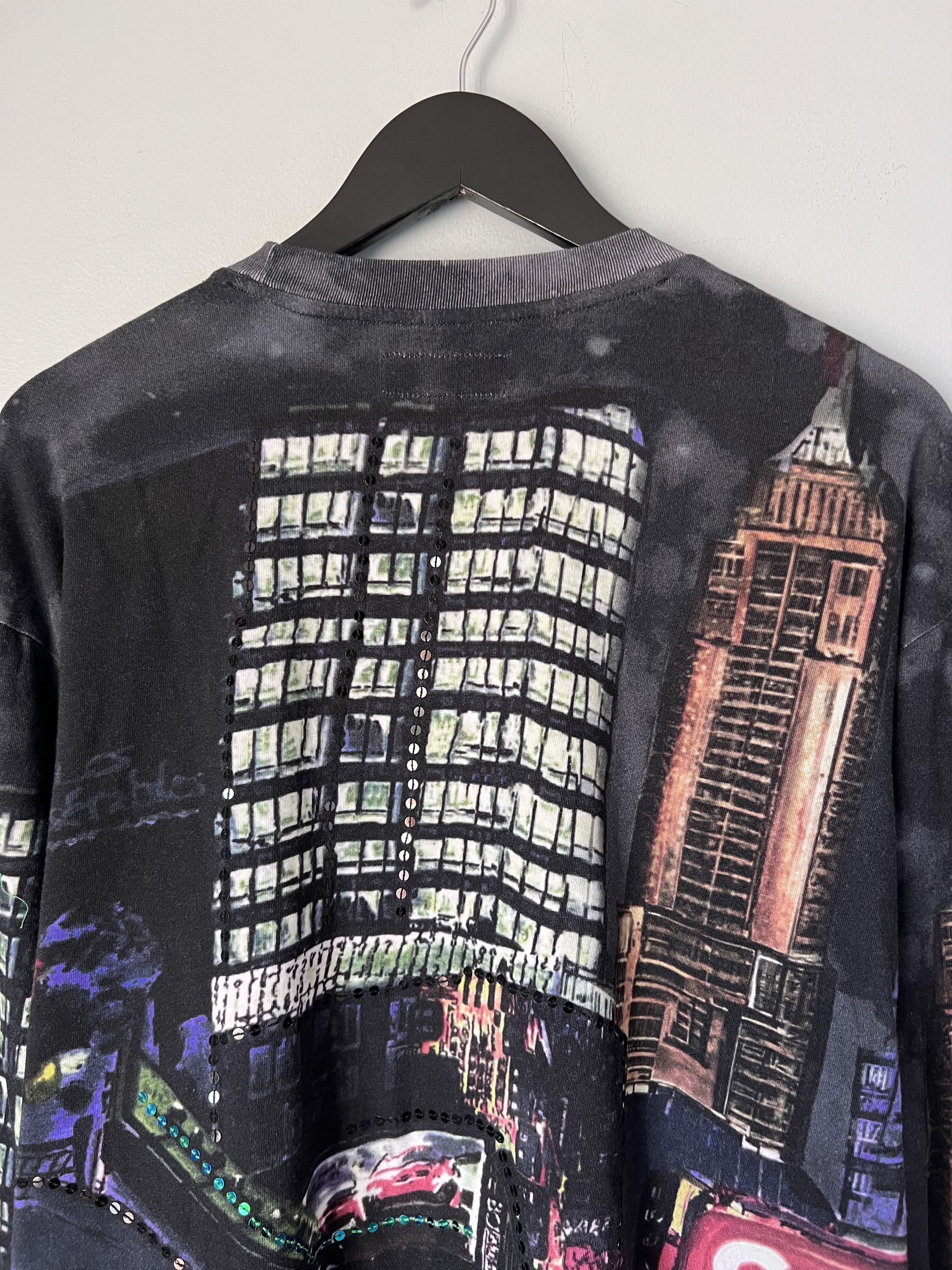 Supreme Skyline Sequin Long Sleeve Top in Night Black