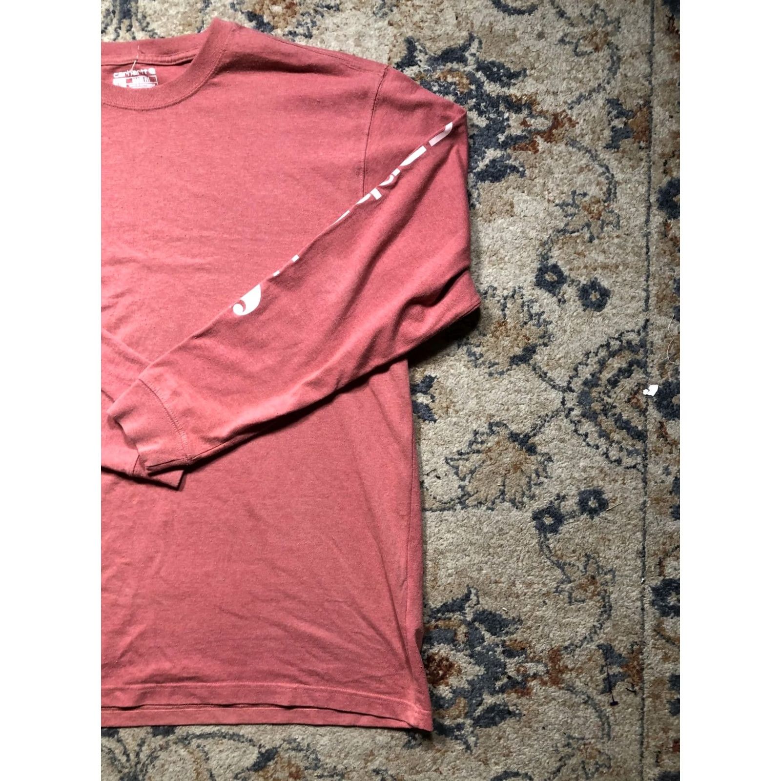 Carhartt Carhartt Shirt Mens XL Red Long Sleeve Loose Fit Logo Sleeve Workwear Tee Size US XL / EU 56 / 4 - 4 Thumbnail