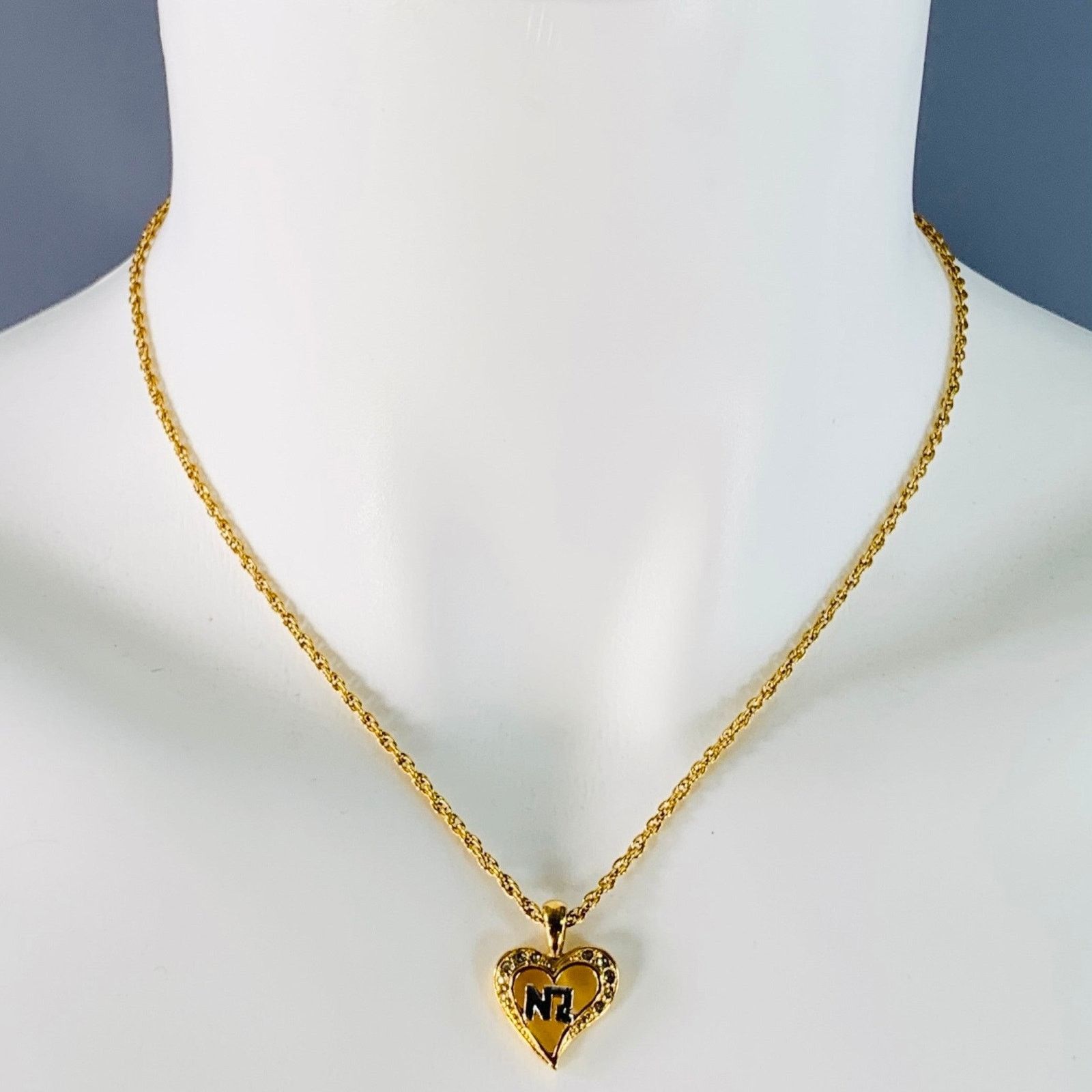 Nina Ricci Gold Silver Chain Link Metal Heart Monogram Pendant Necklace Size ONE SIZE - 2 Thumbnail
