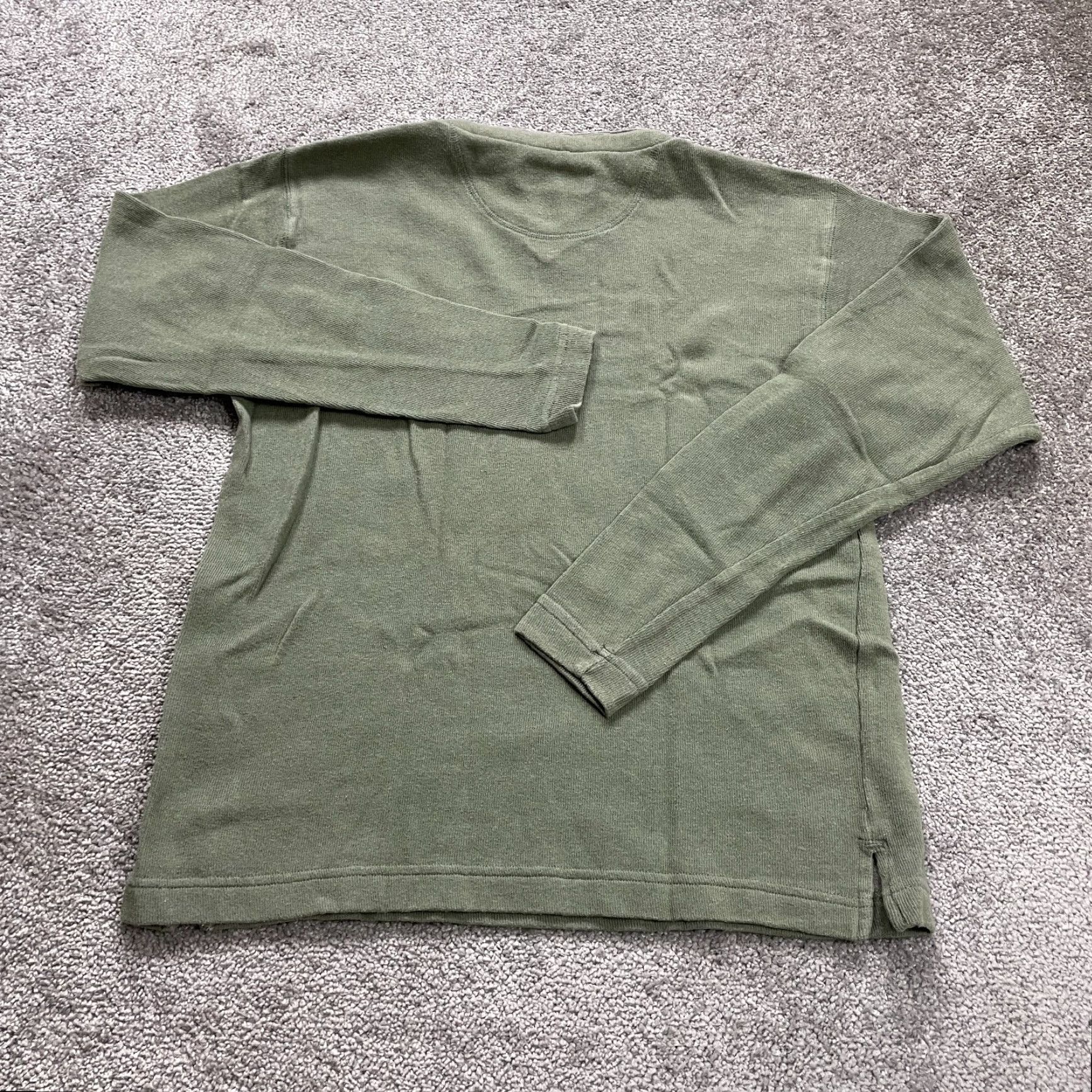 Vintage Vintage Rinnovato Cotton Rayon V-Neck Long Sleeve Shirt Men Small Solid Green Classic Size US S / EU 44-46 / 1 - 2 Thumbnail