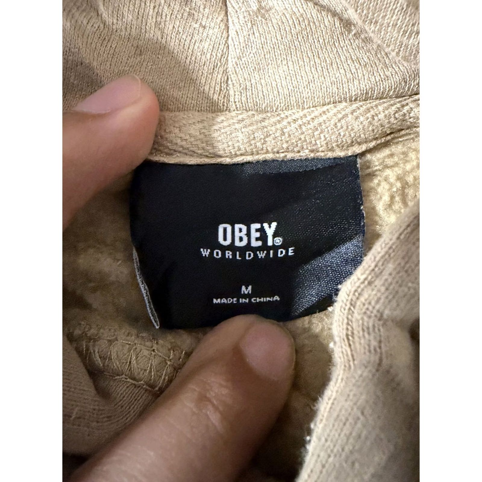 Obey OBEY Hoodie Mens Medium Beige Mushroom Graphic Fleece Pullover Logo Sweatshirt Size US M / EU 48-50 / 2 - 5 Thumbnail