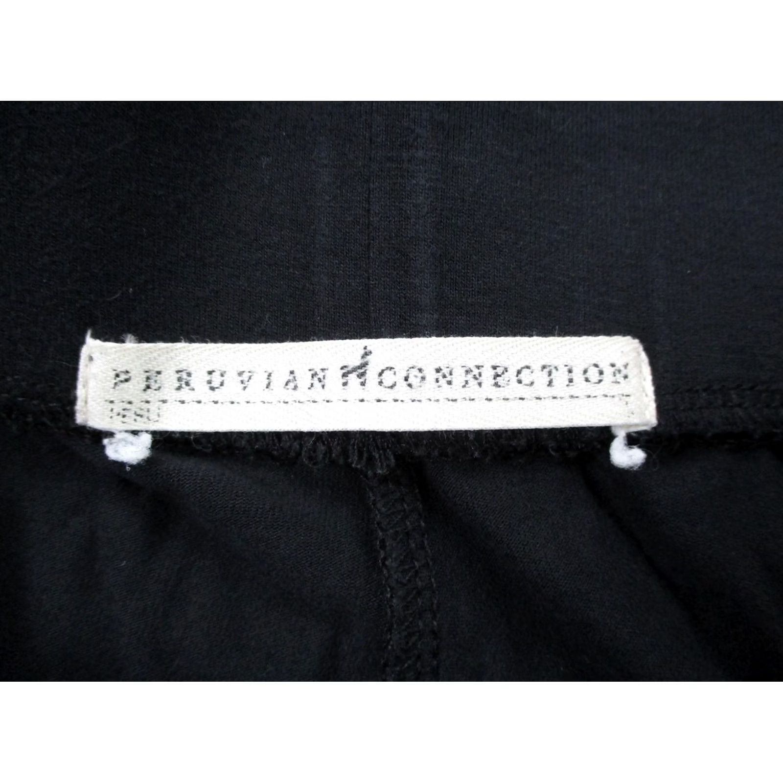 Vintage Peruvian Connection Pants Womens 26 Black Wide Leg Lounge Stretch Flowy Flare Pants Size 26" / US 2 / IT 38 - 6 Thumbnail