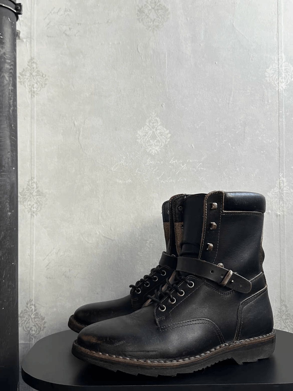 希少Maison Margiela combat boots archive41 Maison Margiela (Final Drop) Maison Margiela Black Spliced Combat