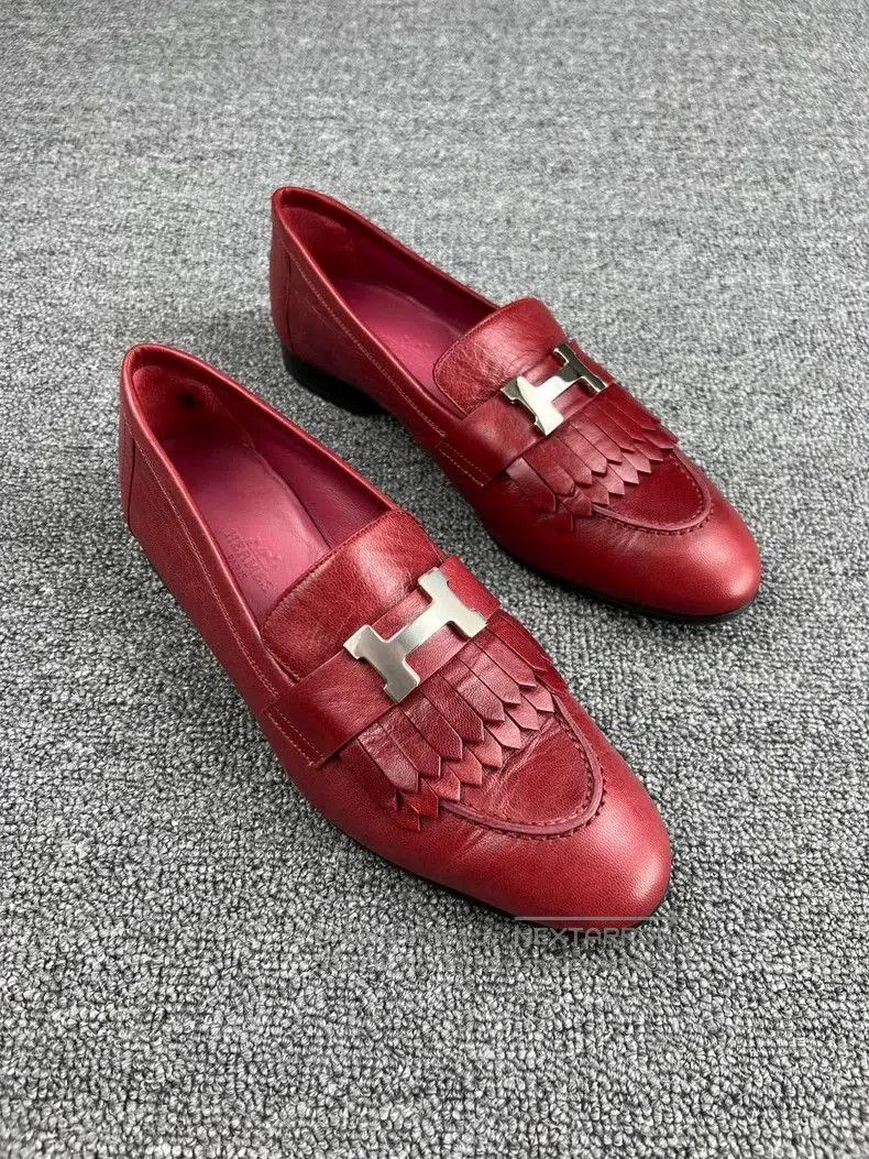 Hermes Hermes Burgundy Leather Loafers. Size US 5 / EU 37 - 2 Thumbnail