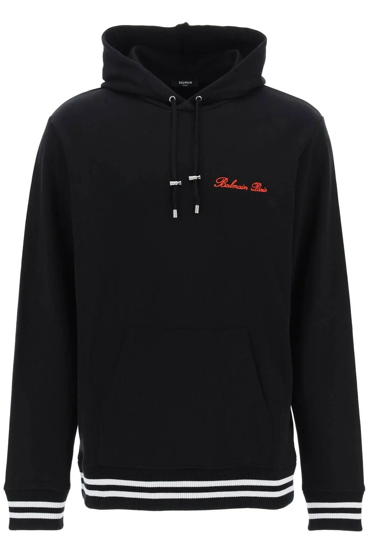 image of Balmain O1S22I1N0224 Logo Embroidery Hoodie In Black, Men's (Size XL)