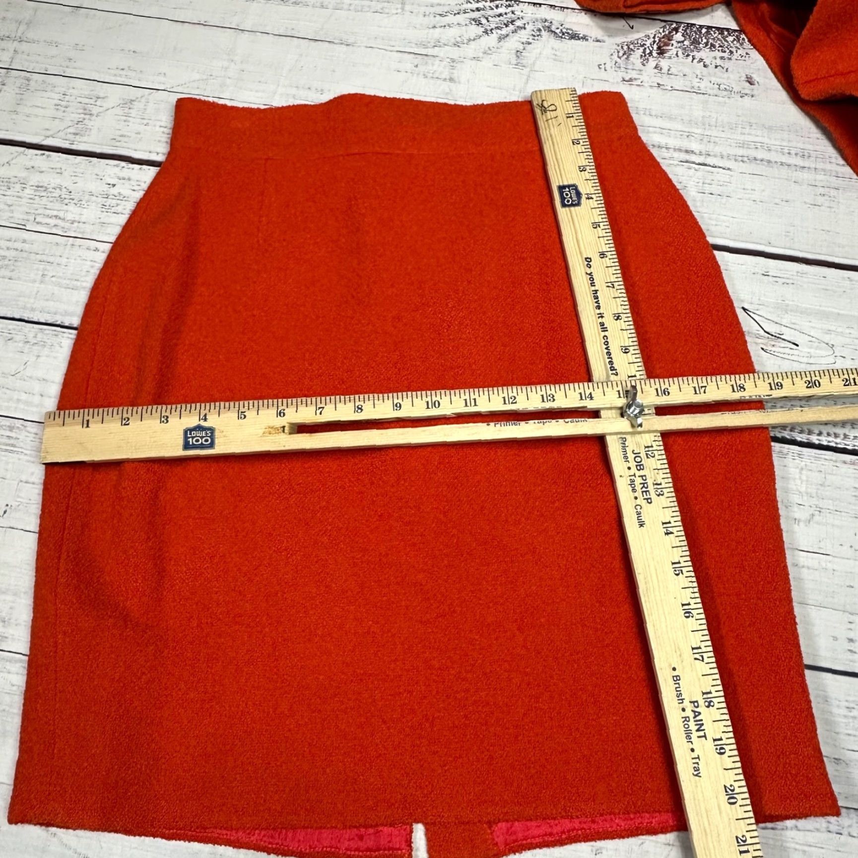 Vintage Vertigo Pour Le Ville Womens Wool Blend Skirt Suit Jacket L/10 Orange Texture Knit Set Includes: Jacket, Skirt Size 36" / US 14 / IT 50 - 4 Thumbnail