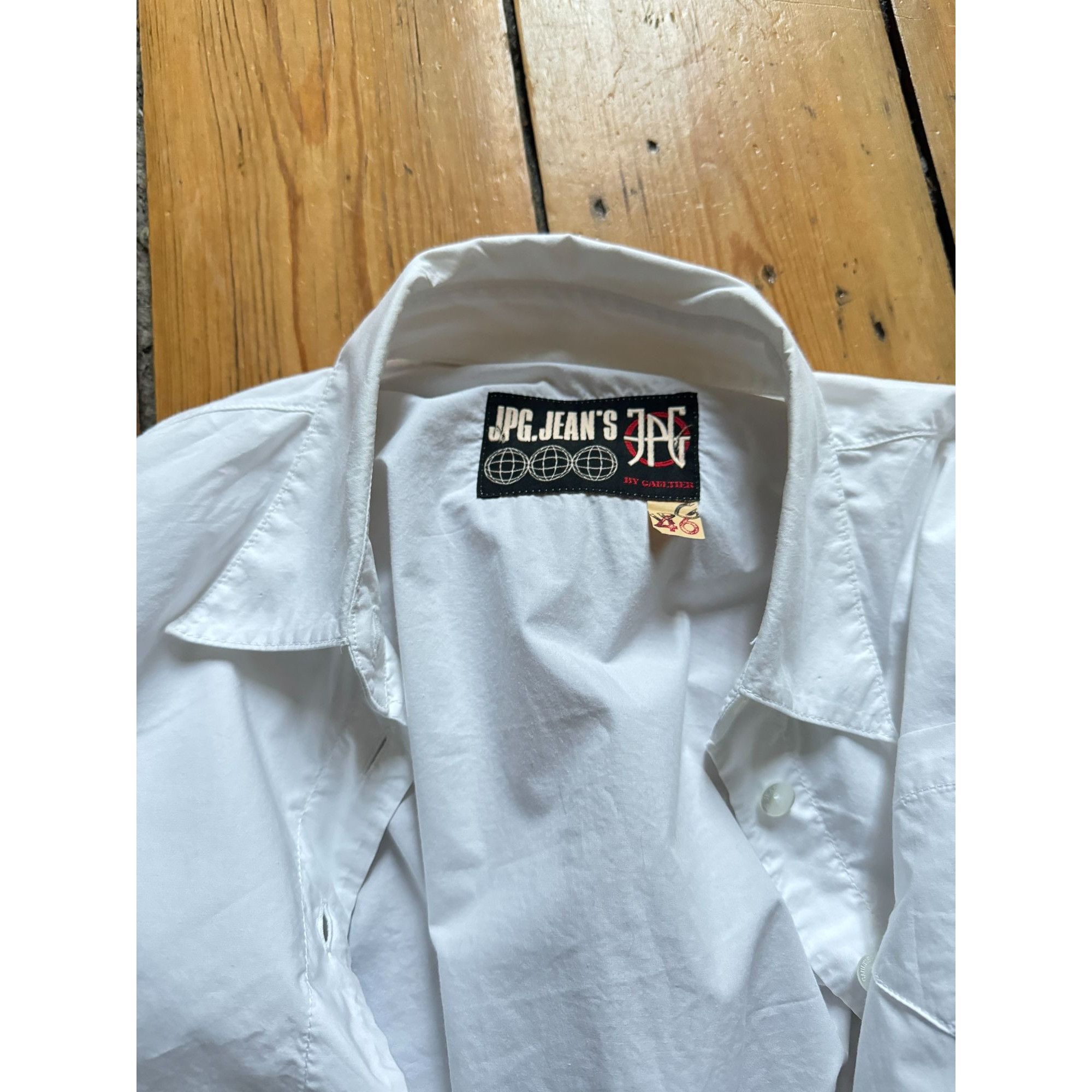 Jean Paul Gaultier JPG Jeans Vintage White Cotton Cropped Shirt Size M / US 6-8 / IT 42-44 - 4 Thumbnail