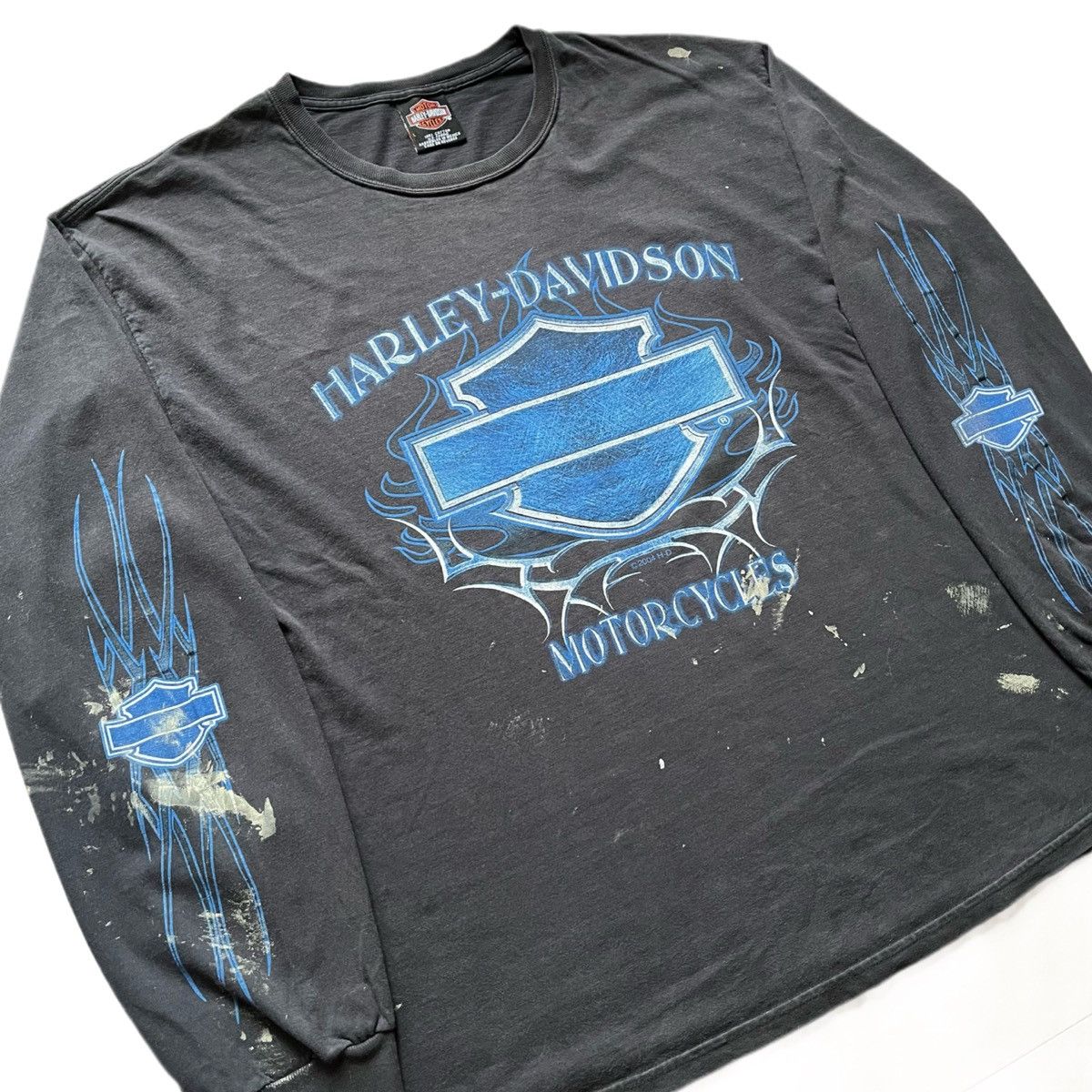 Harley Davidson × Vintage Vintage Harley Davidson Blue Flame Long Sleeve Tee L Size US L / EU 52-54 / 3 - 3 Thumbnail