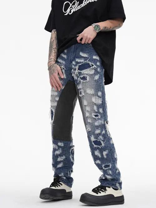 VIBE Retro street hip-hop ripped washed distressed jeans Size US 32 / EU 48 - 8 Thumbnail