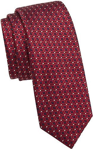 Ermenegildo Zegna 5-Fold Red Geometric Skinny Silk Tie