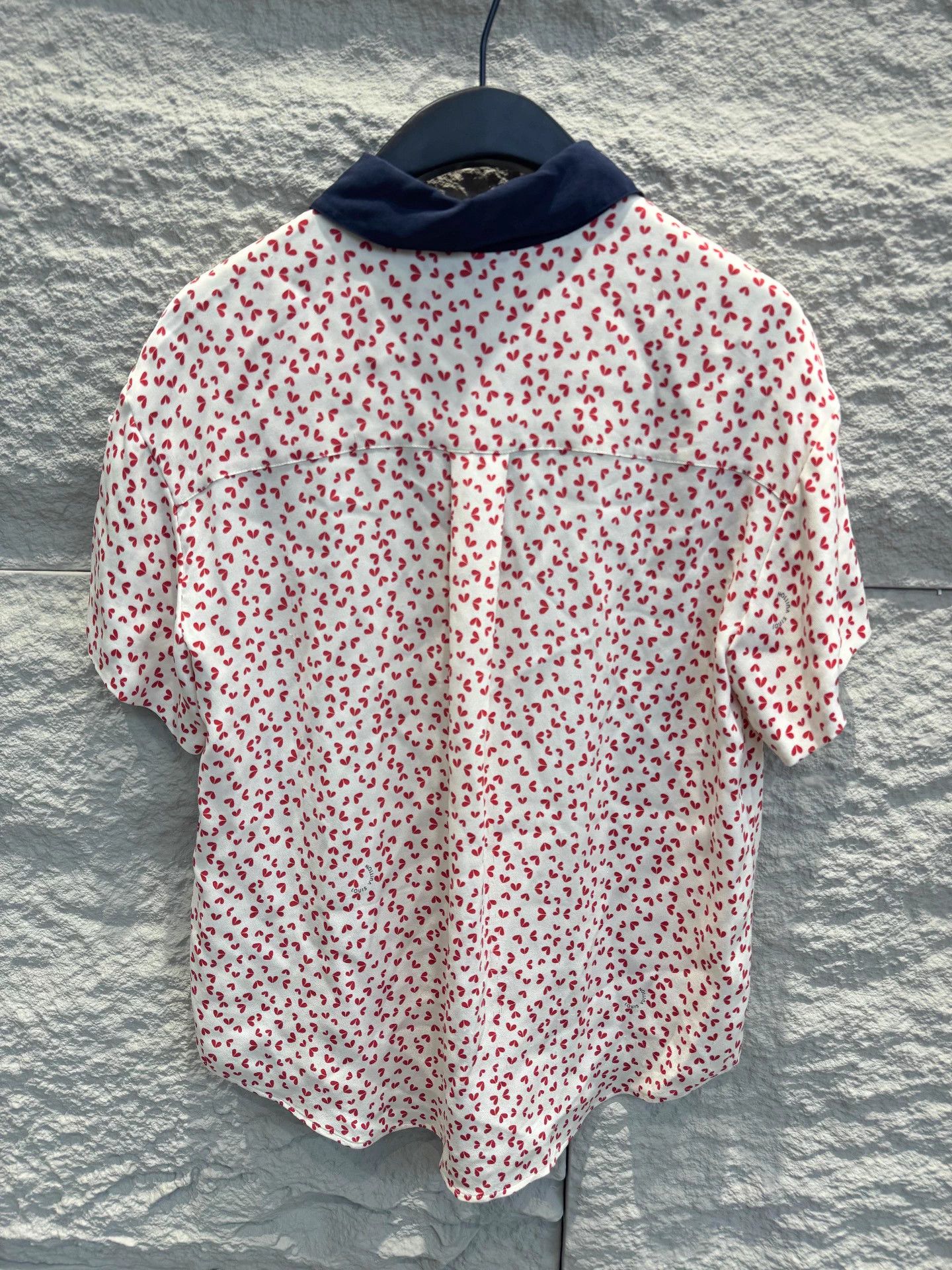Louis Vuitton Louis Vuitton Heart Print Blue Collar Short Shirt Size S / US 4 / IT 40 - 2 Thumbnail