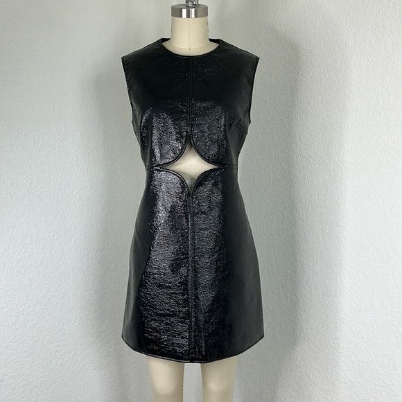 image of Courreges Cutout Vinyl Shift Dress in Black, Women's (Size Large)
