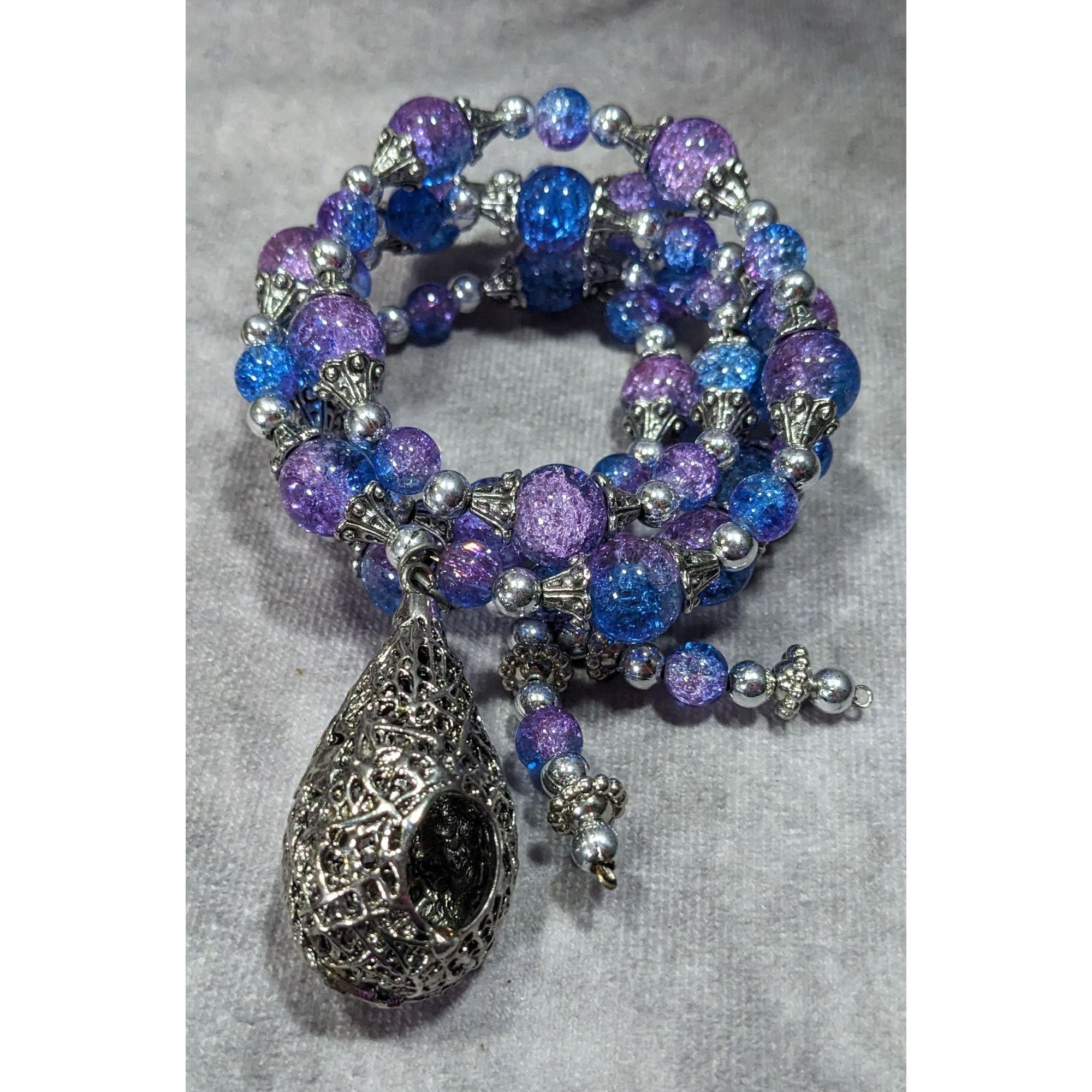 Handmade Handmade Fairycore Bird's Nest Blue And Purple Beaded Coil B Size ONE SIZE - 5 Thumbnail