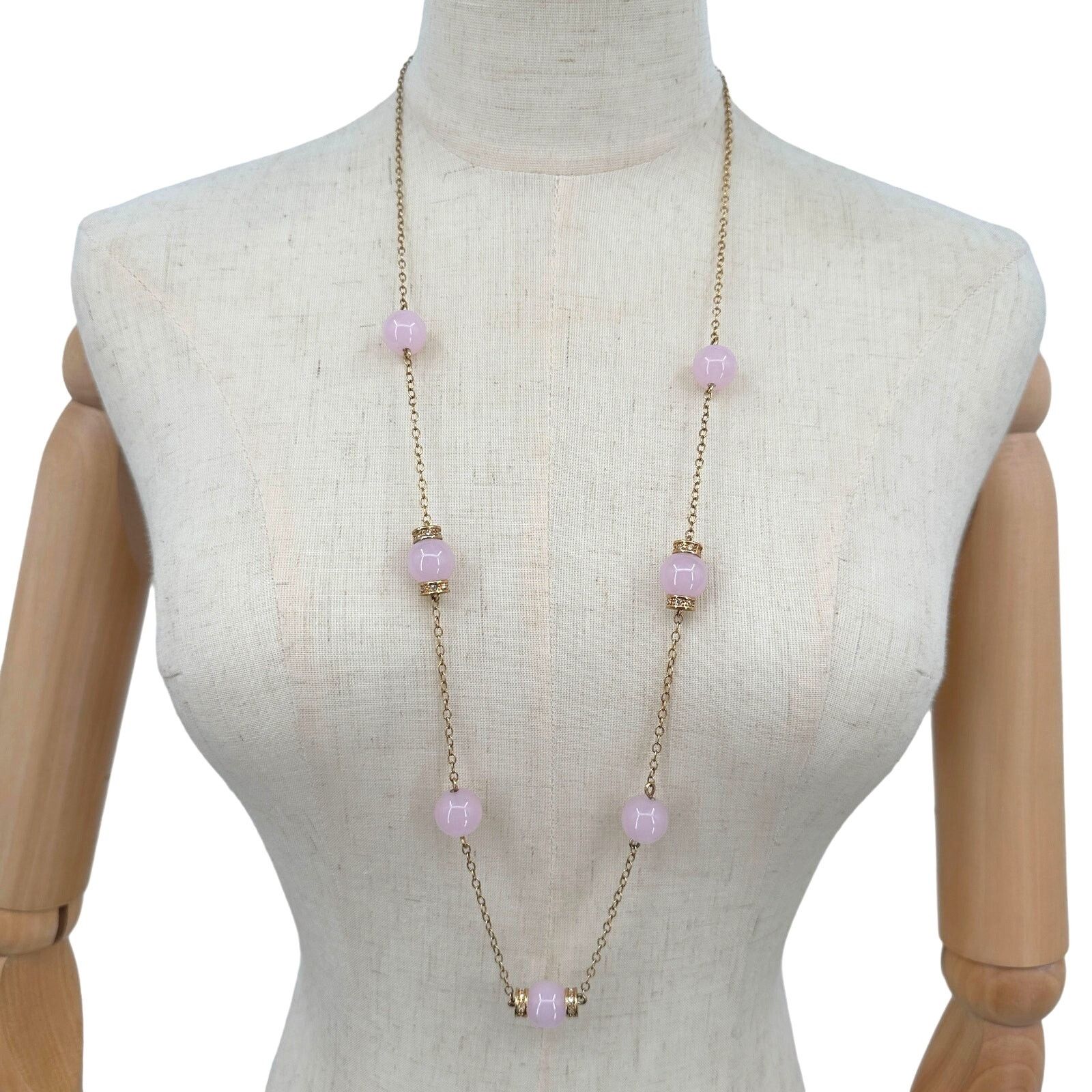 J.Crew J Crew Statement Necklace Long Layering Goldtone Pale Pink Size ONE SIZE - 1 Thumbnail