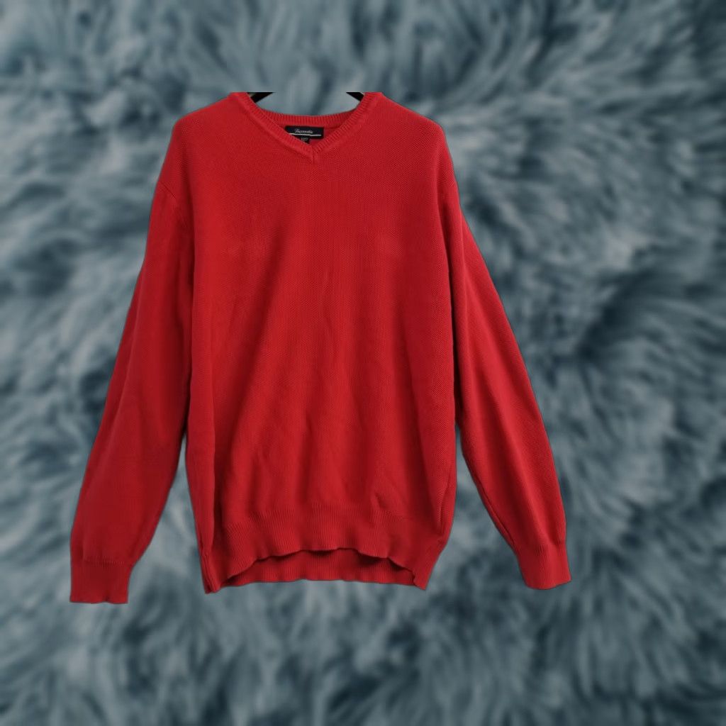 Faconnable Façonnable Mens Large Red Long Sleeve Crewneck Sweater Long Sleeve Size US L / EU 52-54 / 3 - 1 Thumbnail