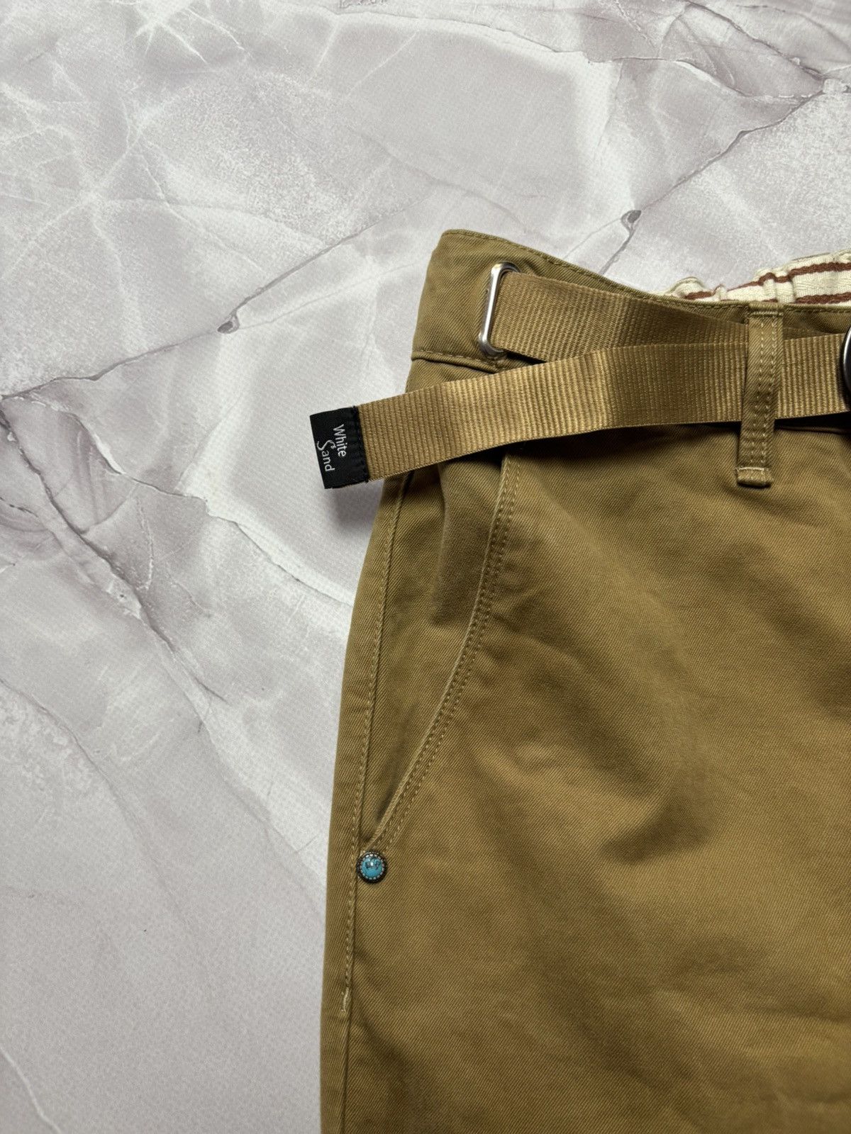 Other White Sand Belted Chino Pants Quiet Luxury Brown Mens 50 Size US 34 / EU 50 - 6 Thumbnail
