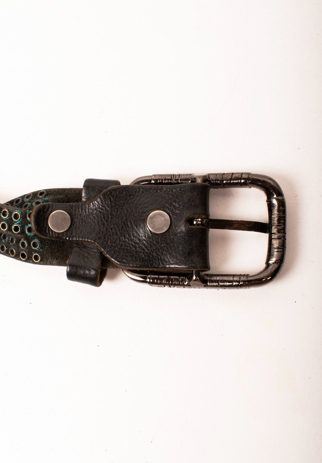 Hollywood Trading Company HTC Metal Heavy Men Leather Belt Size L Size 38 - 4 Thumbnail