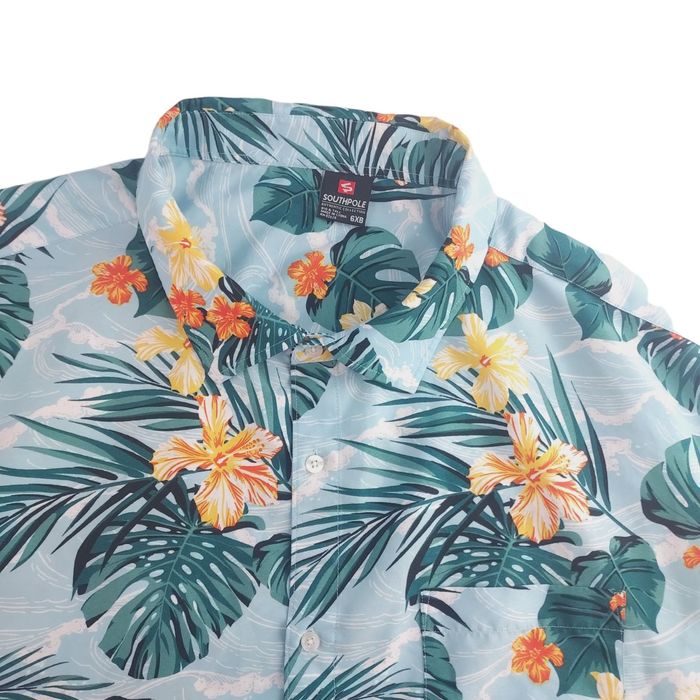 Southpole Southpole Mens 6XB Blue Floral Short Sleeve Hawaiin Shirt ...