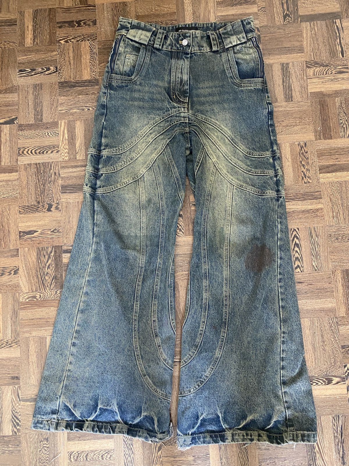 image of No Faith Studios Wave Denim, M-L in Green, Men's (Size 32)