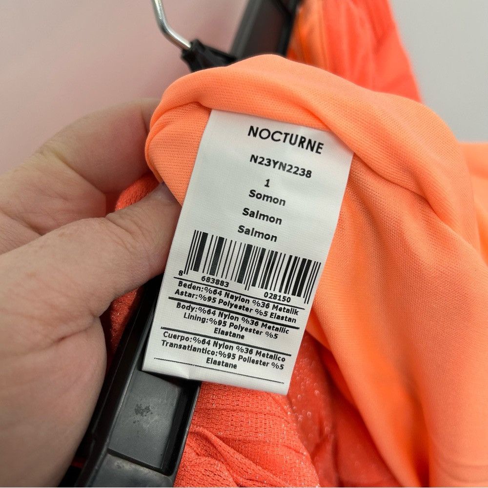 NOCTURNE NOCTURNE SPARKLY DRAPED RUCHED STRAPLESS DRESS SALMON ORANGE Size S / US 4 / IT 40 - 12 Thumbnail