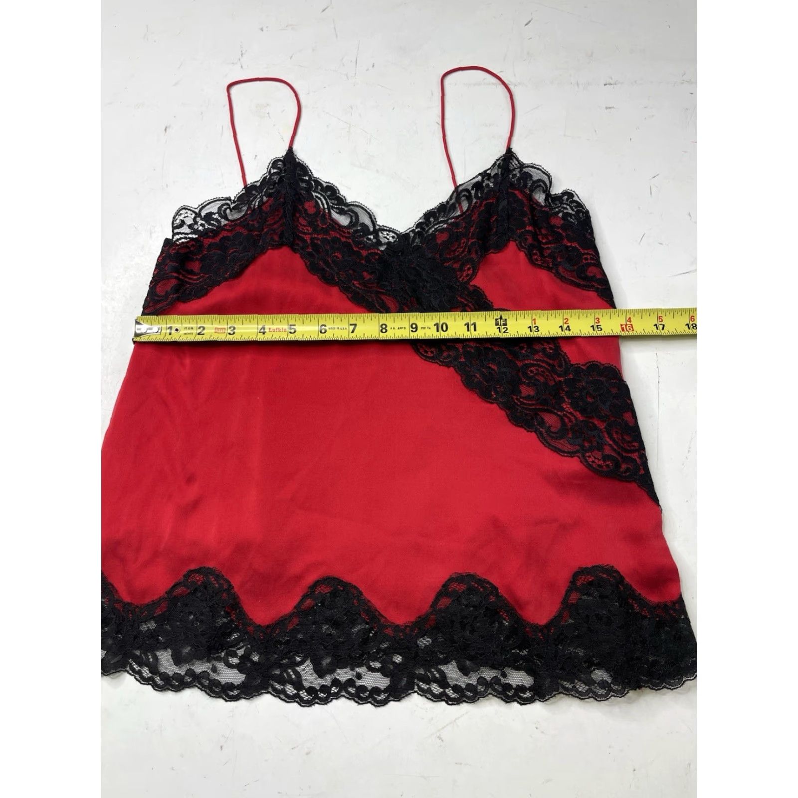 Alice + Olivia Alice + Olivia Dorine Silk Slip Lace Trim Red Camisole Tank Top XS Women Sleeveless V-Neck Spaghetti Strap Lace Accent Vest/ Tank Size XS / US 0-2 / IT 36-38 - 4 Thumbnail