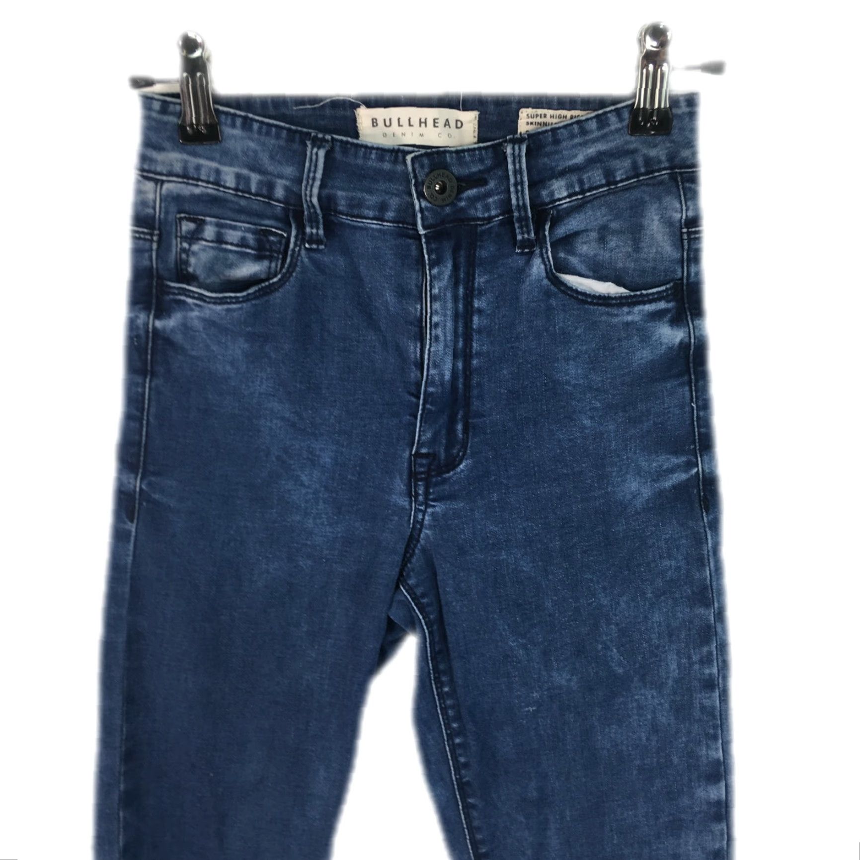Vintage Bullhead Denim Co. Womens Jeans Main Selling Point Skinny Blue Denim Size 0 High Rise 25in Inseam 5-Pocket Cuff 4in Size 25" / US 0 / IT 36 - 3 Thumbnail