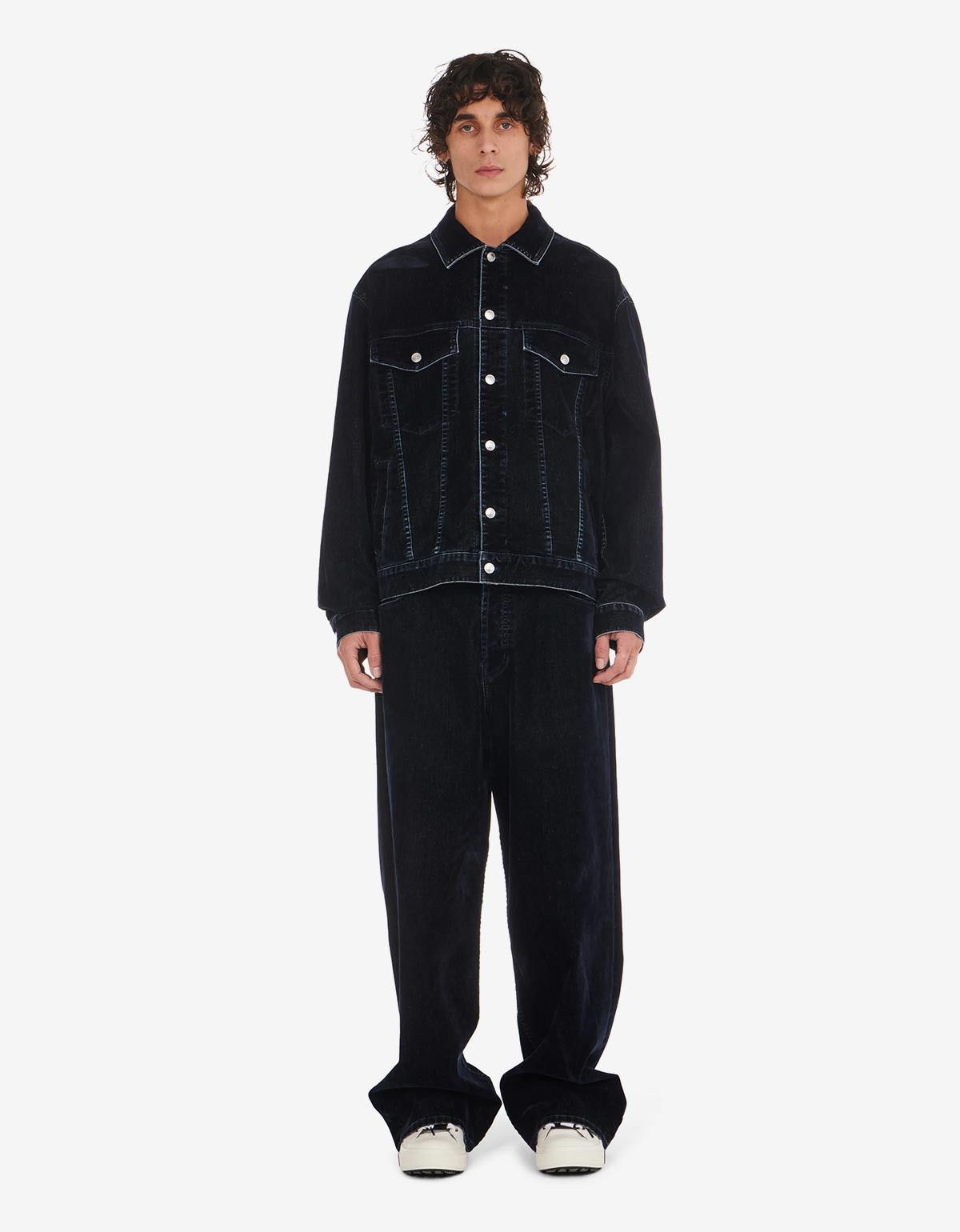 Nahmias Nahmias Blue Moleskin Trucker Jacket Size US L / EU 52-54 / 3 - 4 Thumbnail