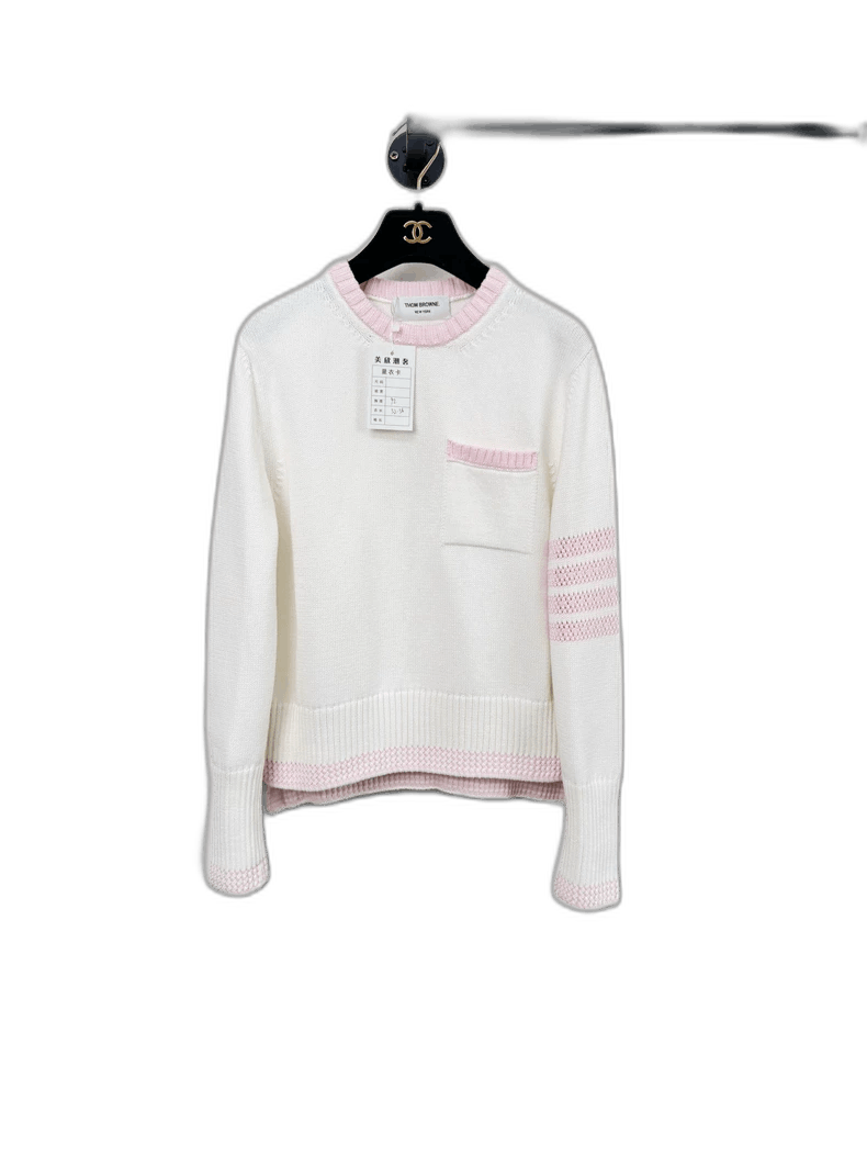 Thom Browne Thom Browne Knit Sweater with Pink Detailing Size M / US 6-8 / IT 42-44 - 1 Thumbnail