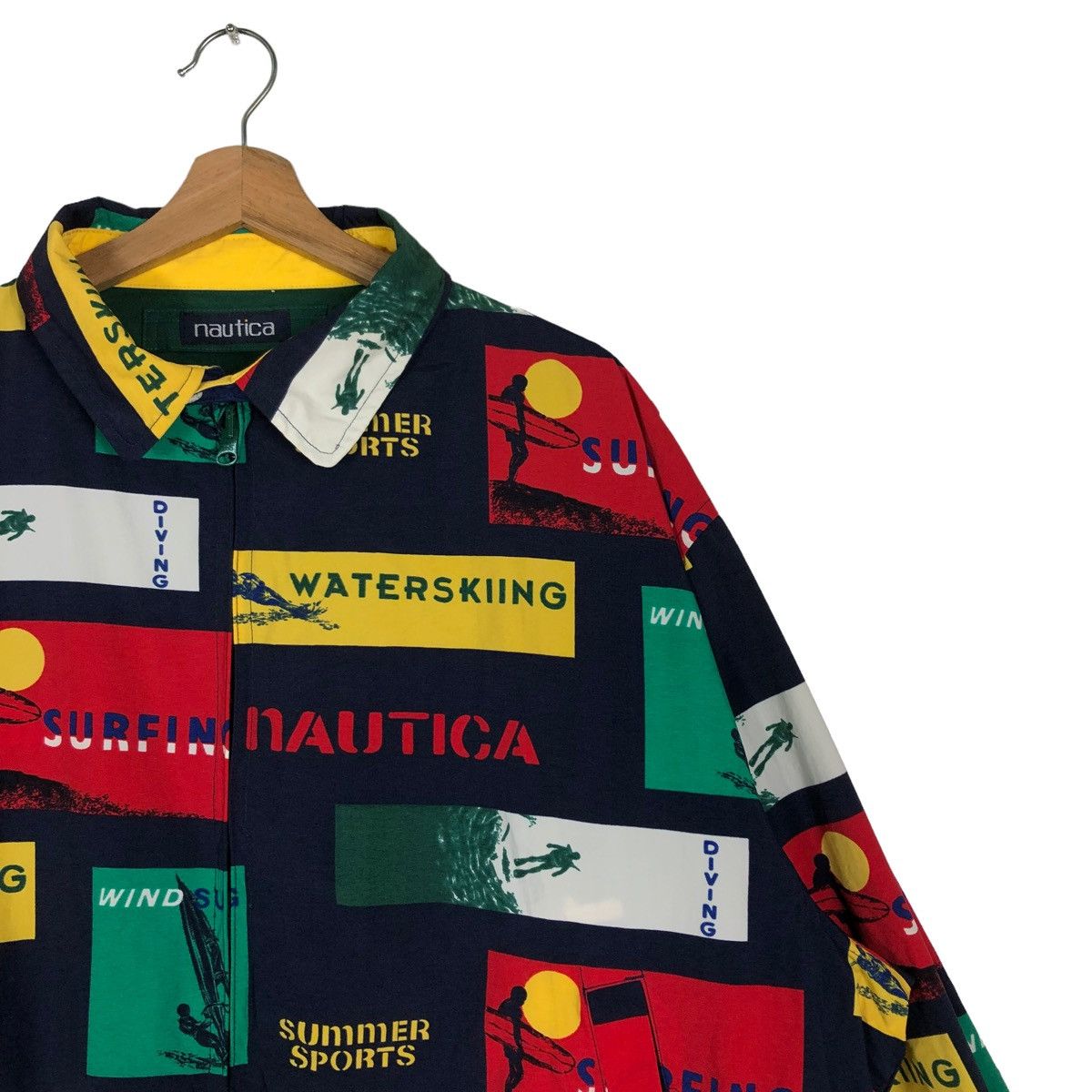 Nautica 🔥90s Bomber Jacket Reversible Overprint Nautica Color Block Size US XL / EU 56 / 4 - 6 Thumbnail