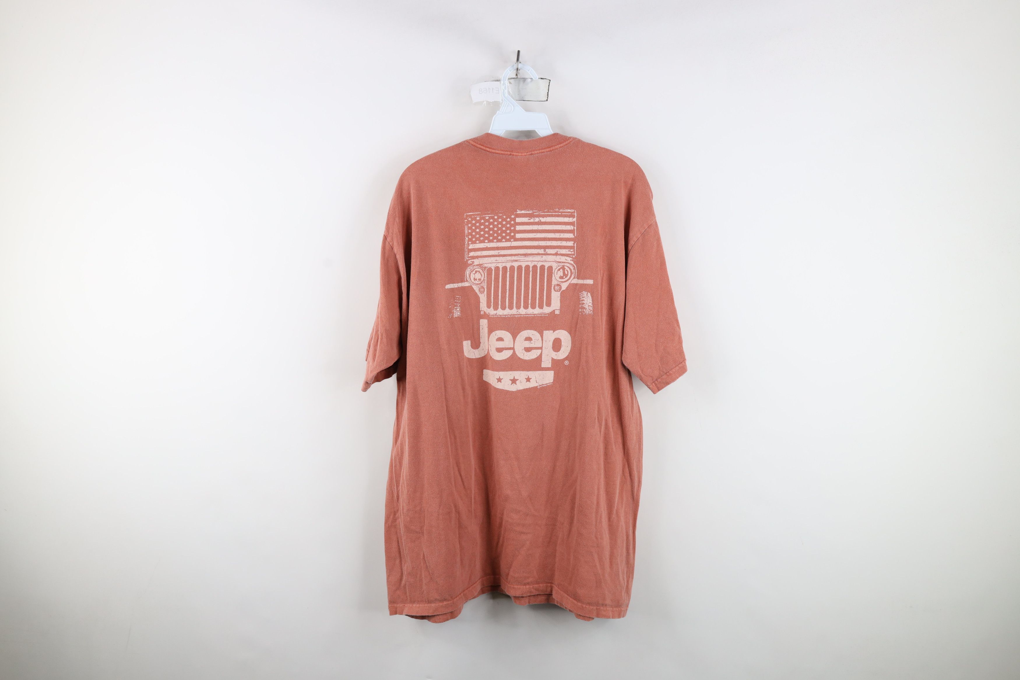 Vintage Vintage 90s Y2K Pigment Dye Jeep Motors T-Shirt Red Orange Size US L / EU 52-54 / 3 - 13 Thumbnail