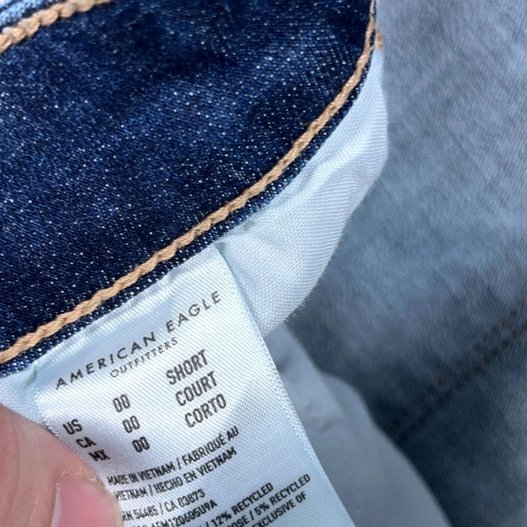American Eagle Outfitters American Eagle Jeans Women 00 Short Hi High Rise Jegging Dark Denim Ripped Holes Size 24" / US 00 / IT 34 - 4 Thumbnail