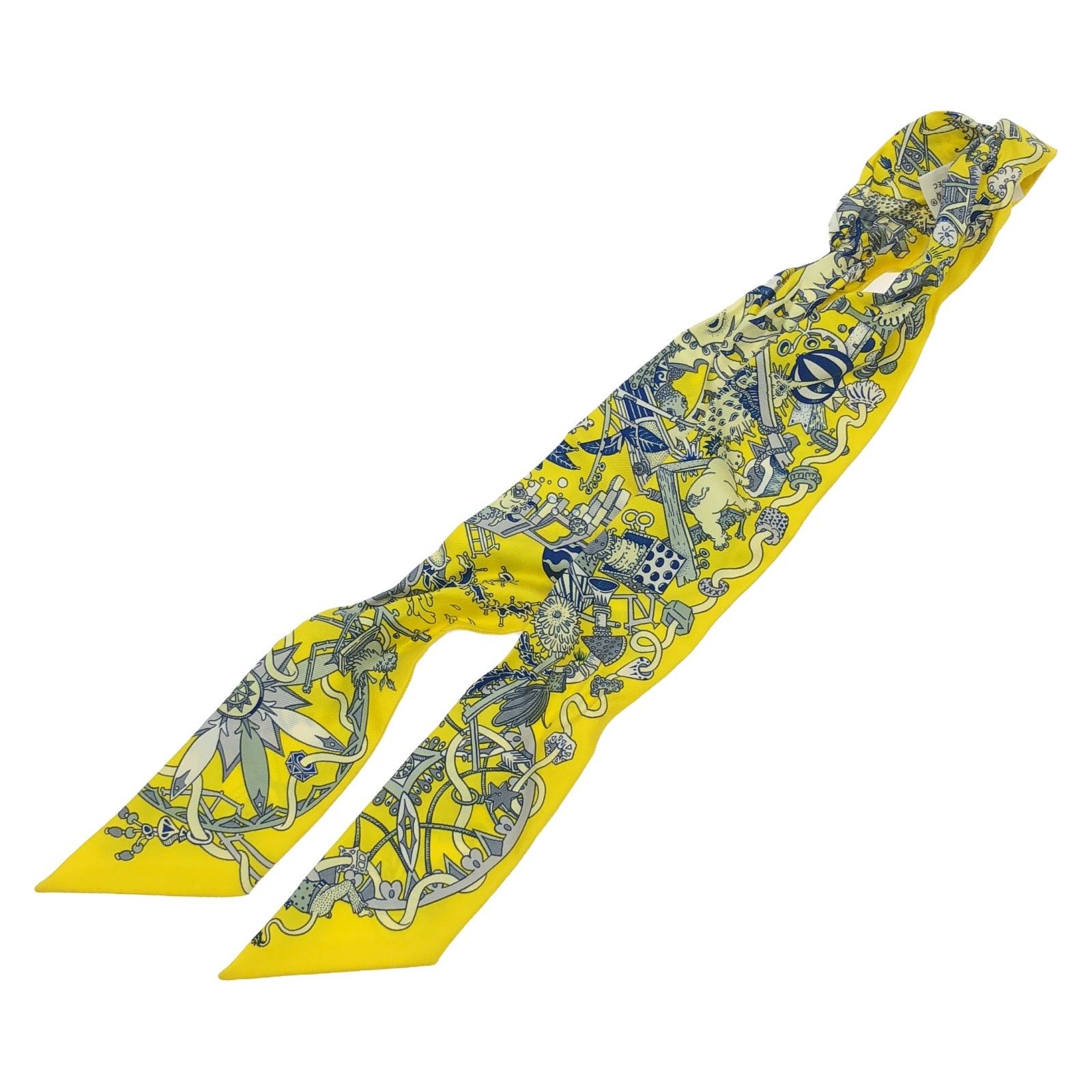Hermes Hermes Twilly Scarf Silk Yellow Size ONE SIZE - 1 Thumbnail