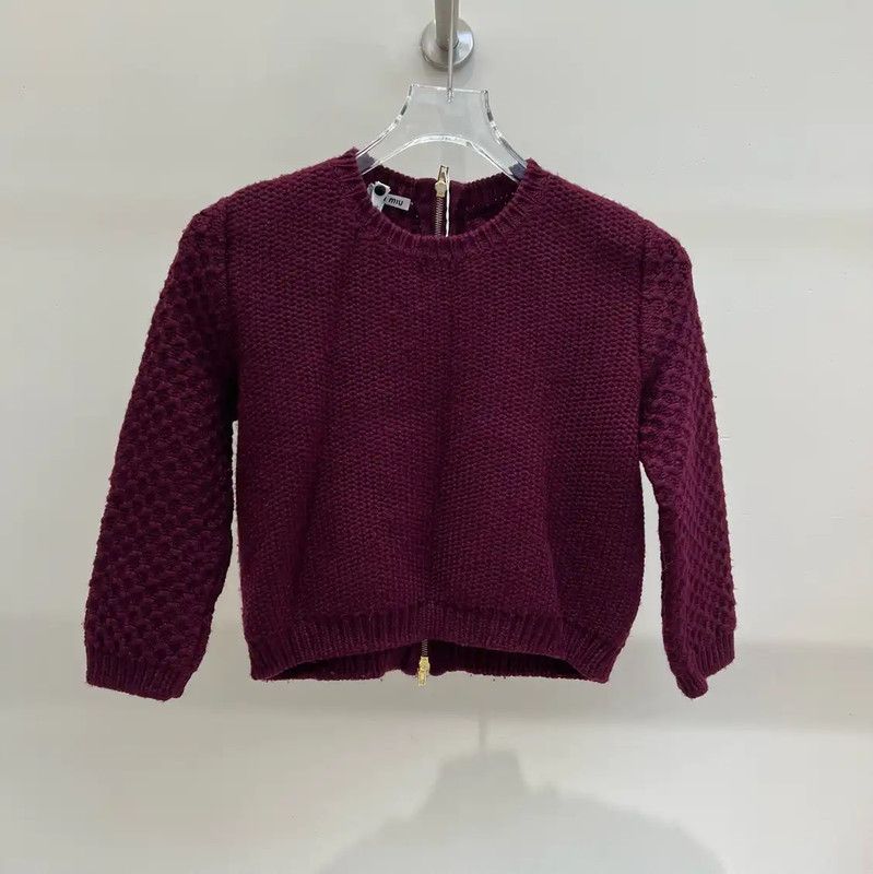 Miu Miu Miu Miu Burgundy Knit Long Sleeve Sweater 0089 Size M / US 6-8 / IT 42-44 - 1 Thumbnail