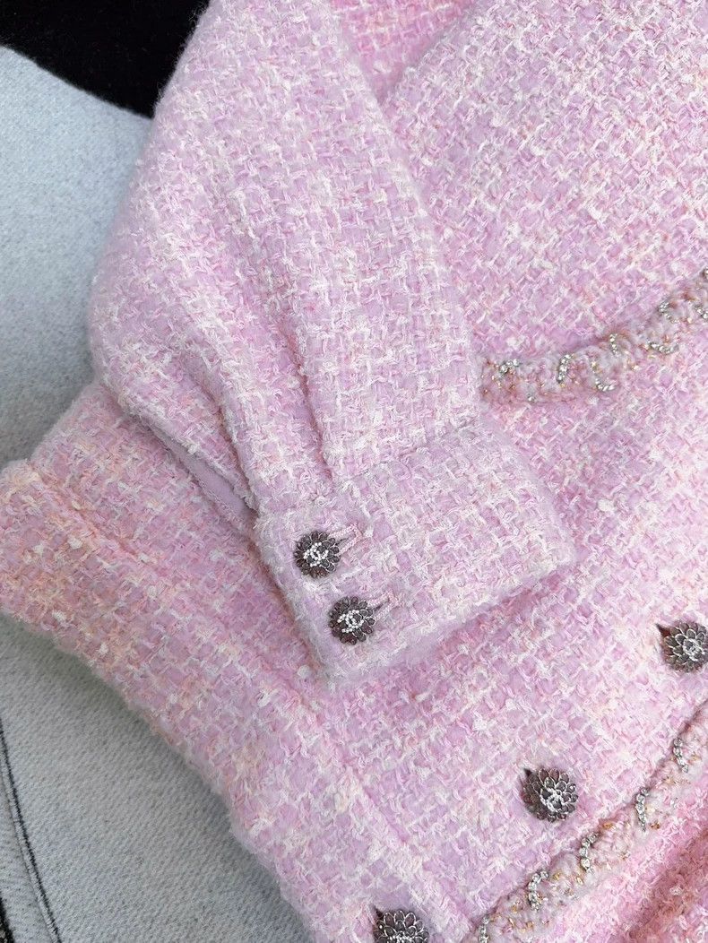 Chanel Chanel 23k autumn and winter pink tweed diamond-encrusted Size S / US 4 / IT 40 - 4 Thumbnail