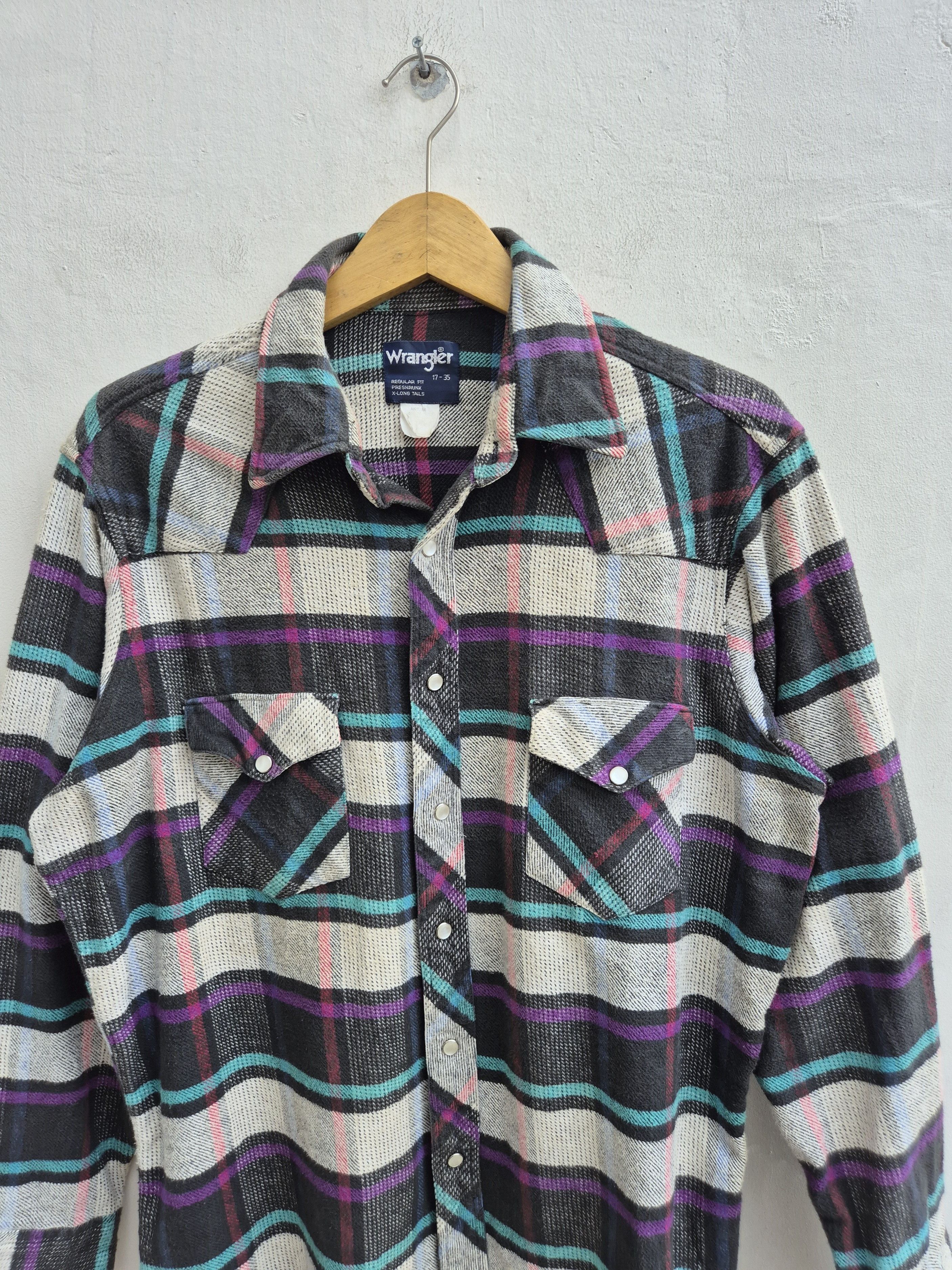 Vintage × Wrangler Wrangler Flannel Western Cowboy Shirt Size US L / EU 52-54 / 3 - 2 Thumbnail